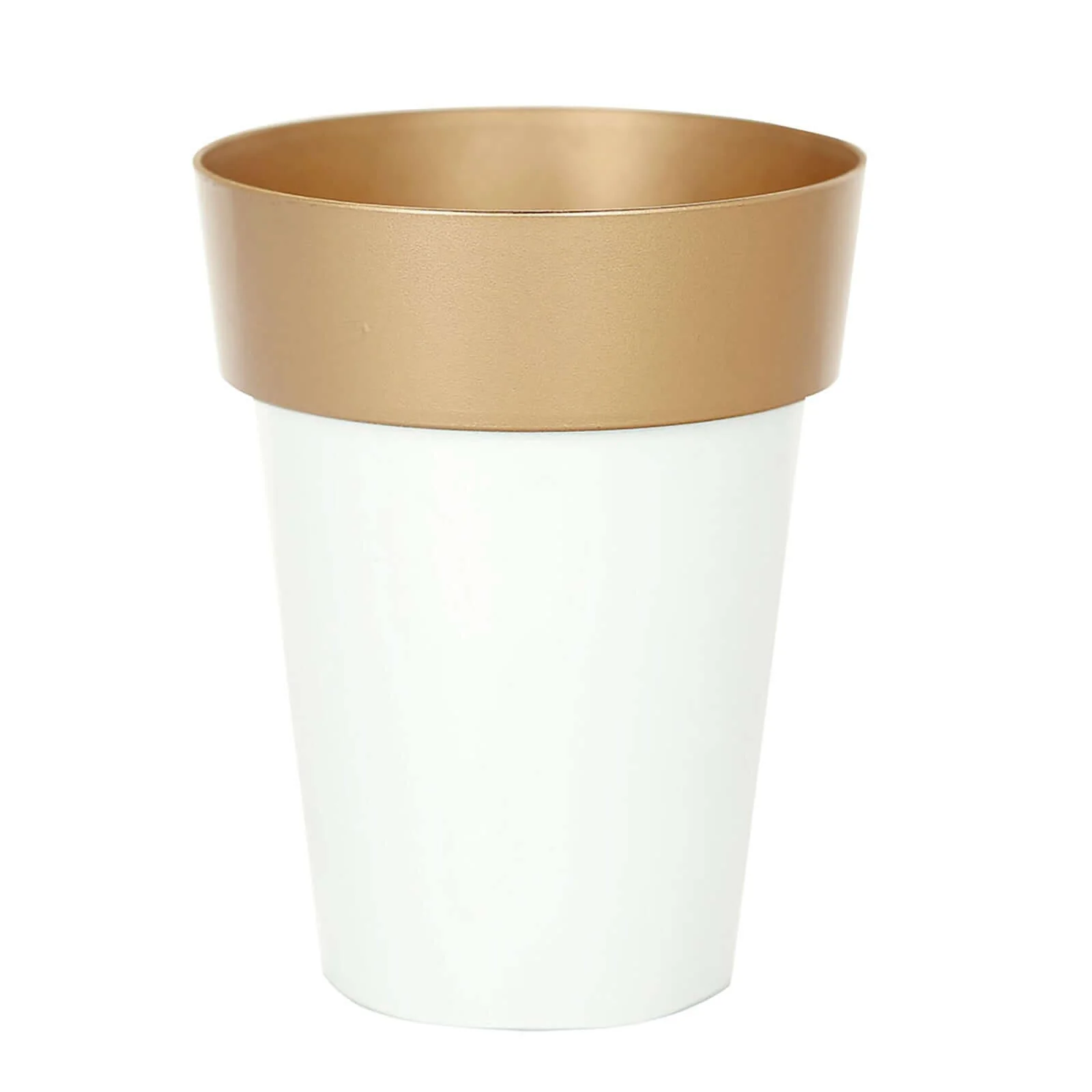 2-Pack Plastic Flower Plant Pots 6" Medium White with Gold Rim - Indoor Decorative Planters - Image 17
