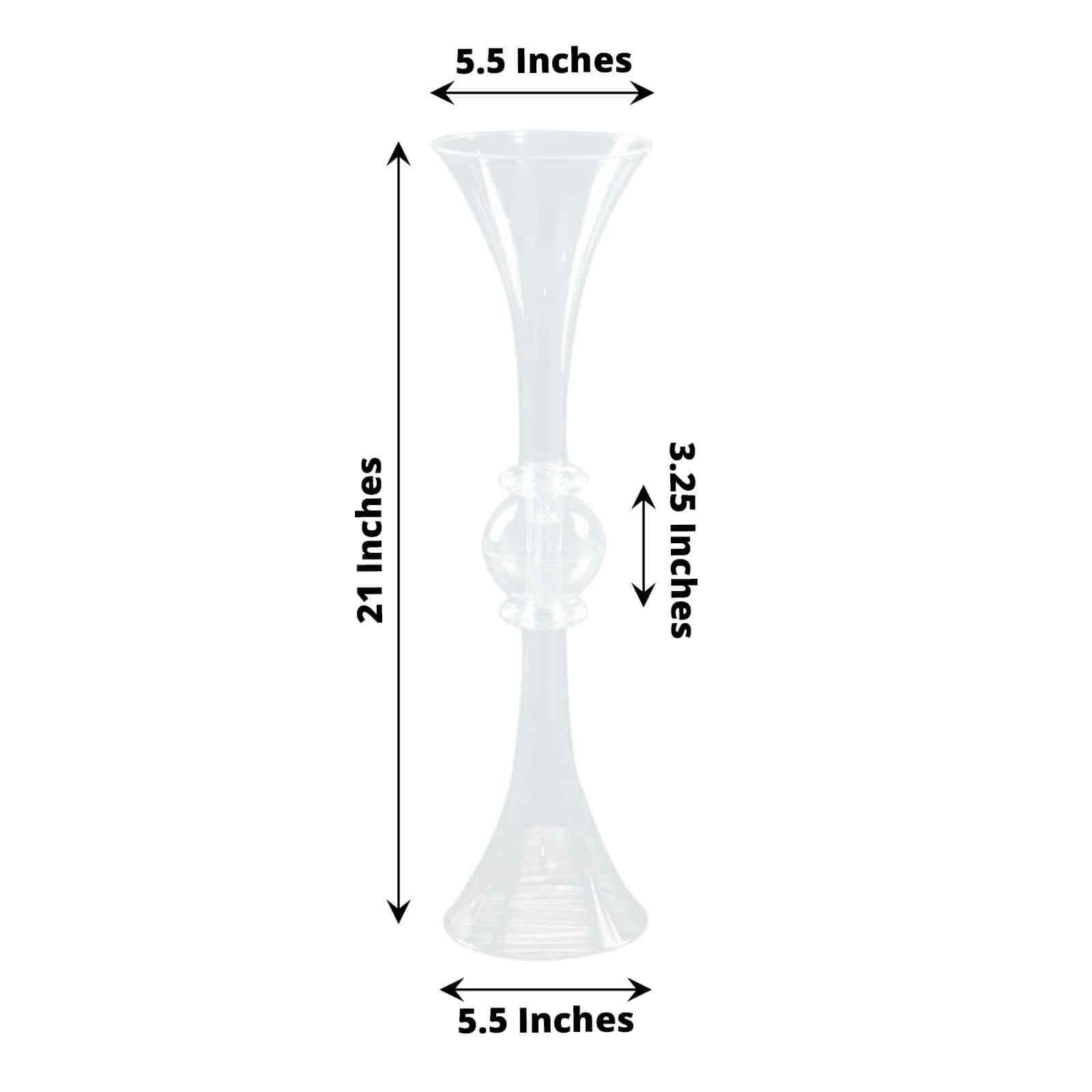 2-Pack Plastic Flower Vases 21" Trumpet Design with Crystal Embellishments Clear - Reversible Table Centerpieces - Image 3