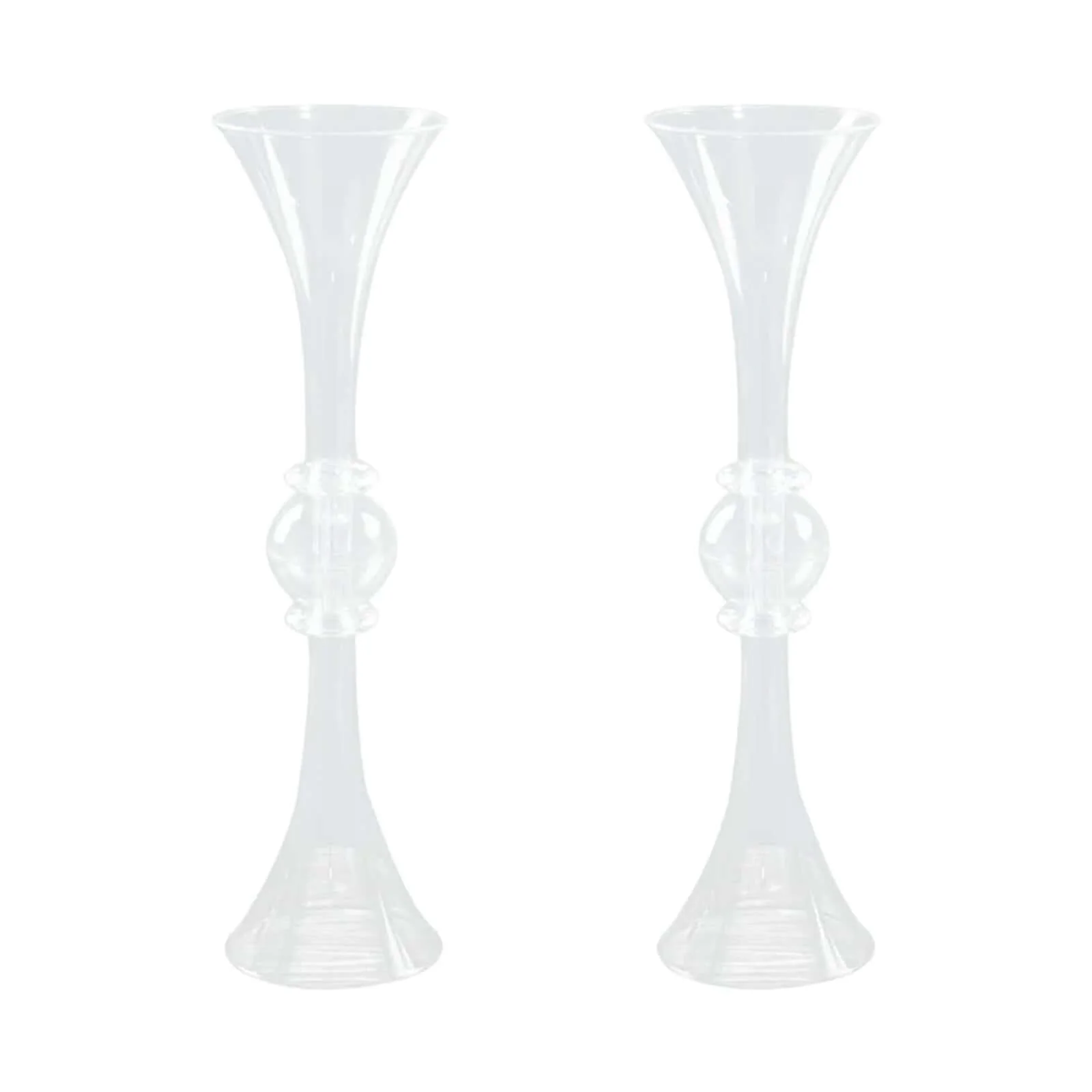 2-Pack Plastic Flower Vases 21" Trumpet Design with Crystal Embellishments Clear - Reversible Table Centerpieces - Image 6