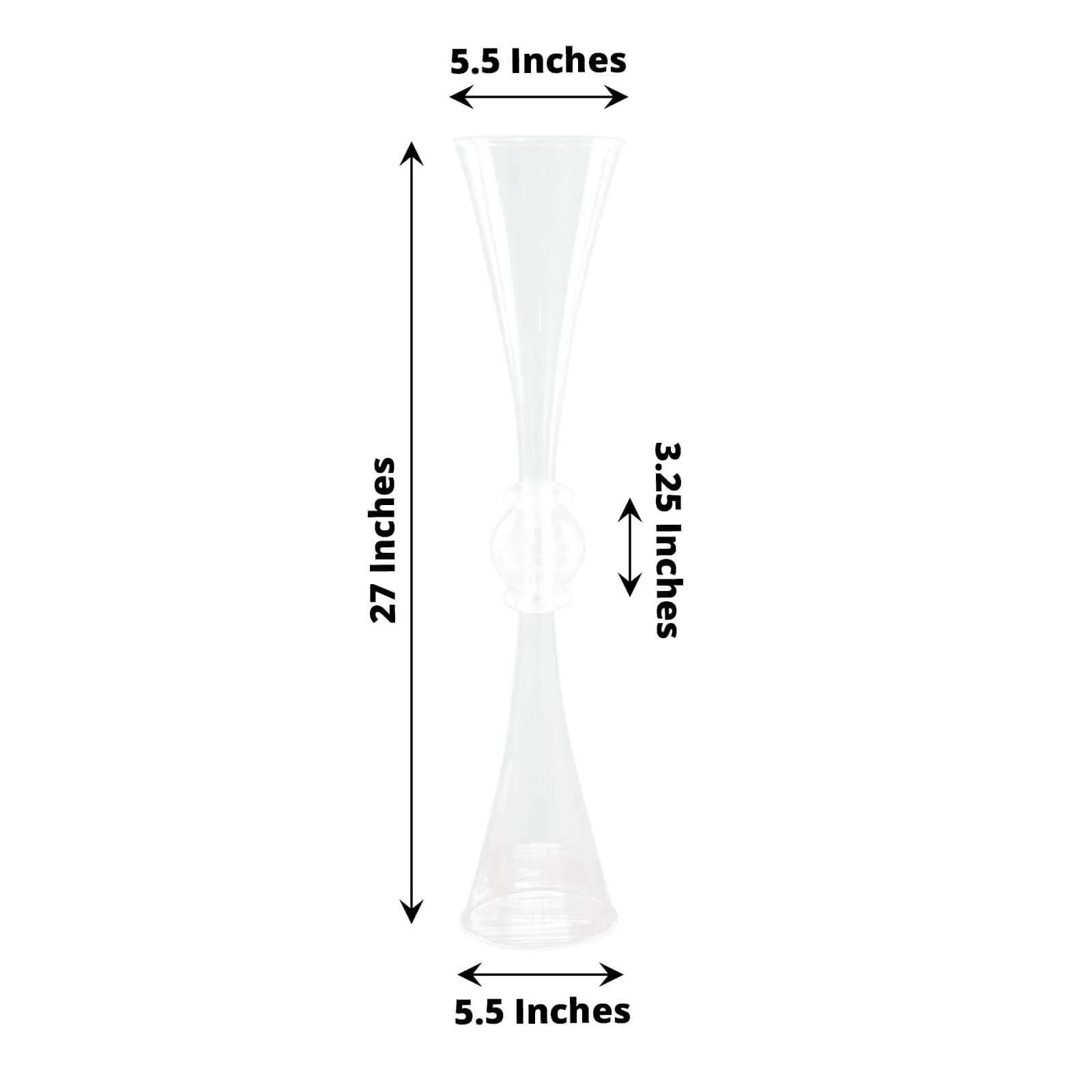 2-Pack Plastic Flower Vases 27" Trumpet Design with Crystal Embellishments Clear - Reversible Table Centerpieces - Image 3