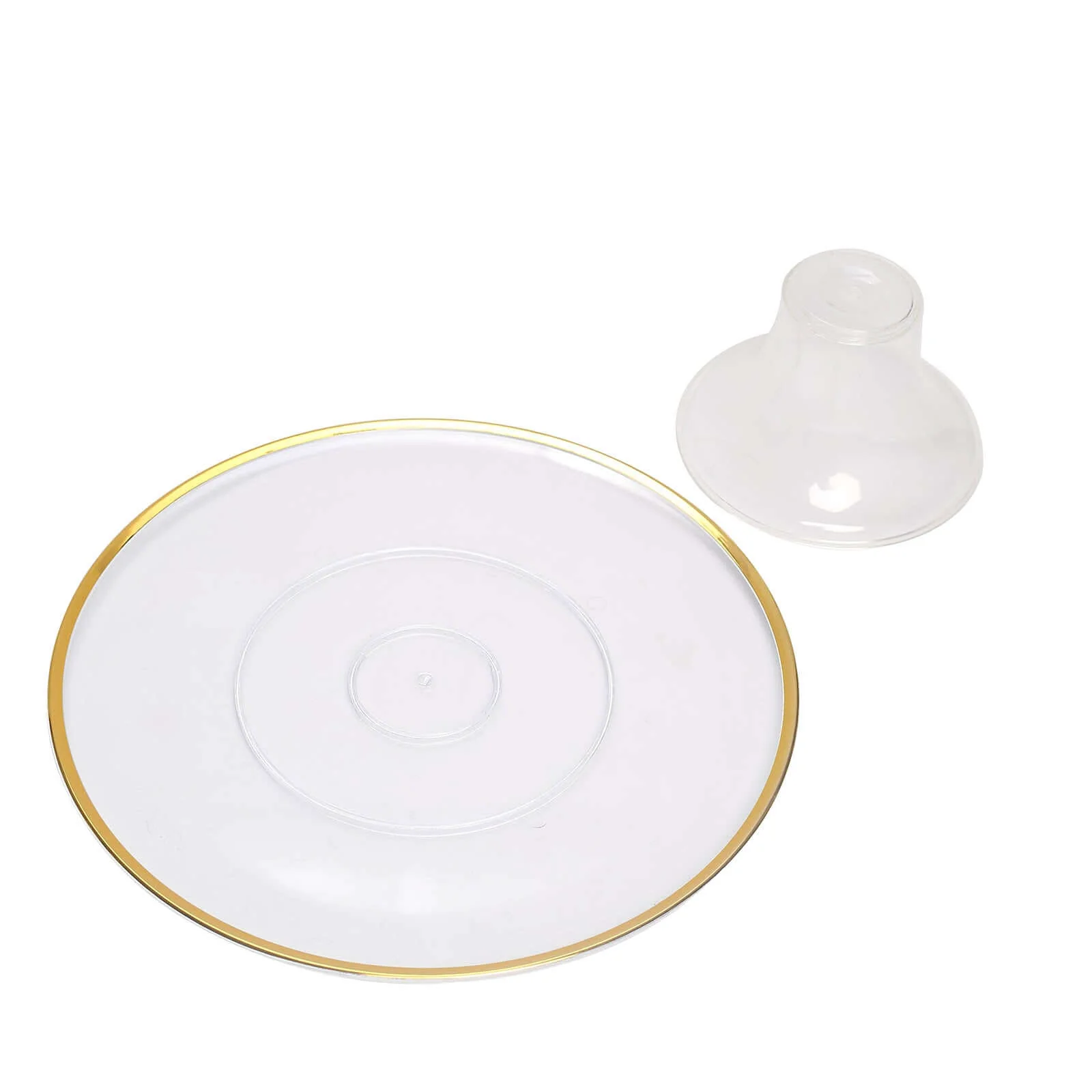 2-Pack Plastic Pedestal Cake Stands 12" Clear with Gold Rim - Disposable Cupcake Dessert Display Riser for Classy Wedding Party & Event Decor - Image 8
