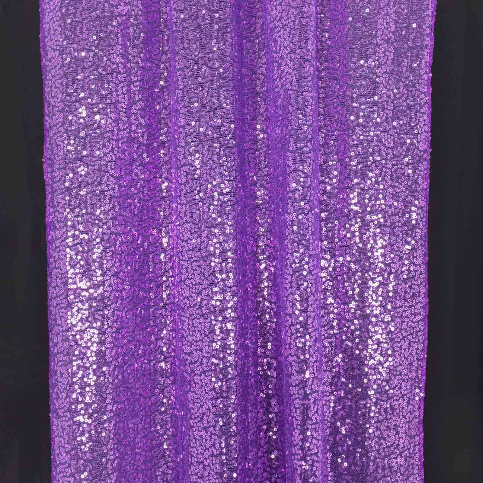 2 Pack Purple Sequin Backdrop Drape Curtains with Rod Pockets, Seamless Glitter Mesh Photo Booth Event Divider Panels - 8ftx2ft - Image 3