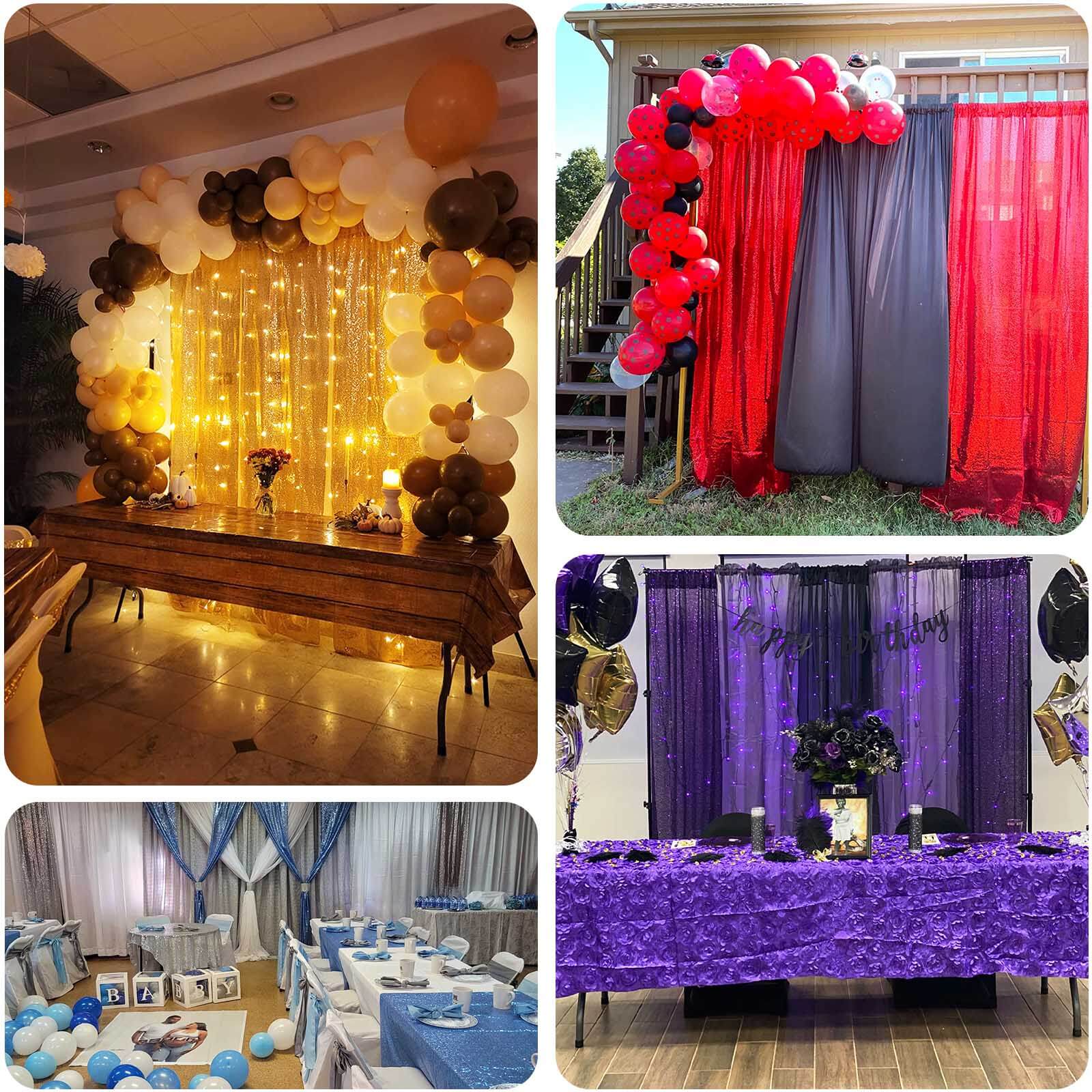 2 Pack Purple Sequin Backdrop Drape Curtains with Rod Pockets, Seamless Glitter Mesh Photo Booth Event Divider Panels - 8ftx2ft - Image 5