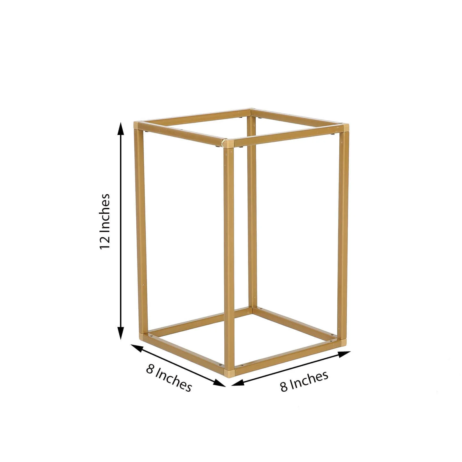 2-Pack Rectangular Gold Metal Wedding Flower Stand 12" Geometric Column Frame - Stylish Floral Display for Tablescapes - Image 3