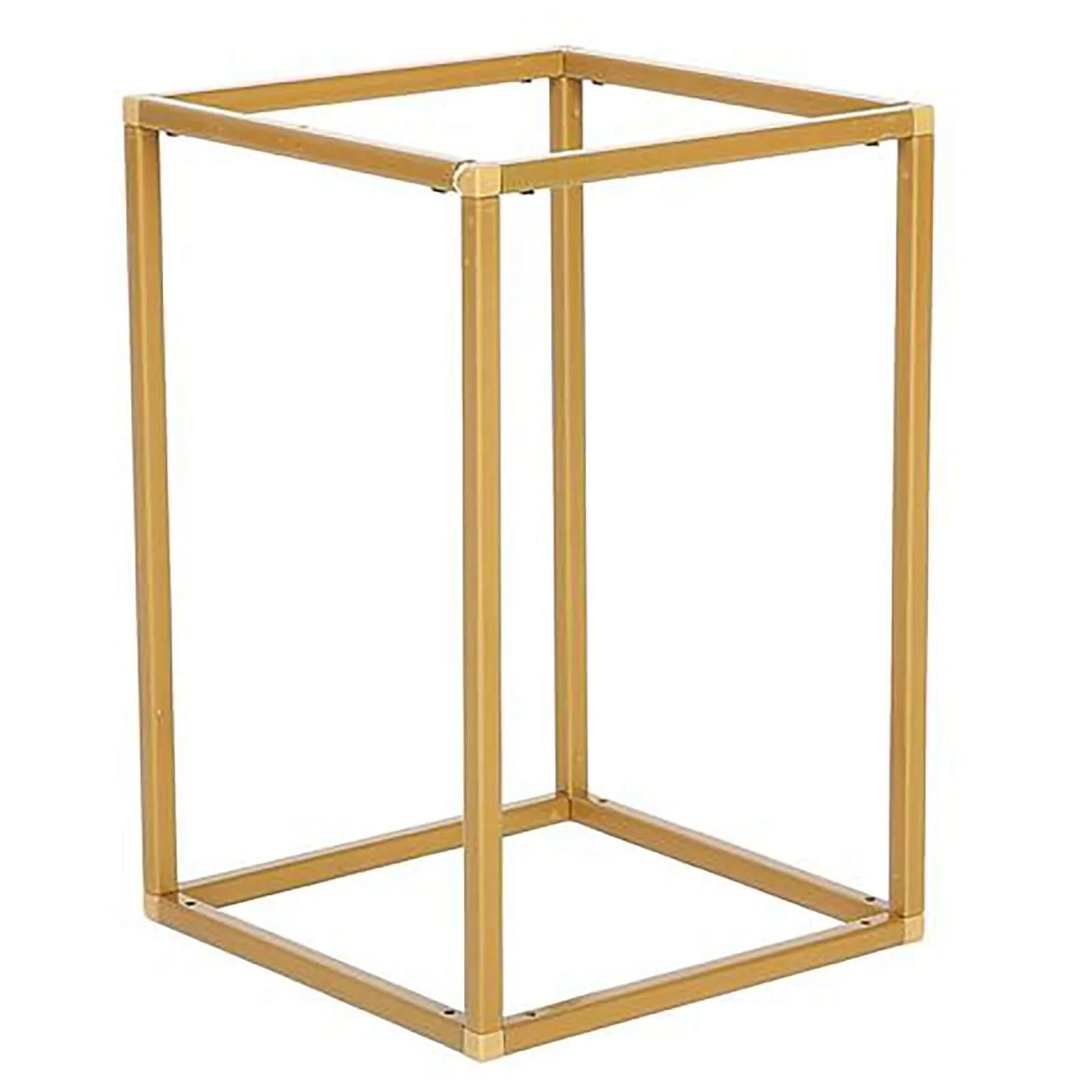 2-Pack Rectangular Gold Metal Wedding Flower Stand 12" Geometric Column Frame - Stylish Floral Display for Tablescapes - Image 6