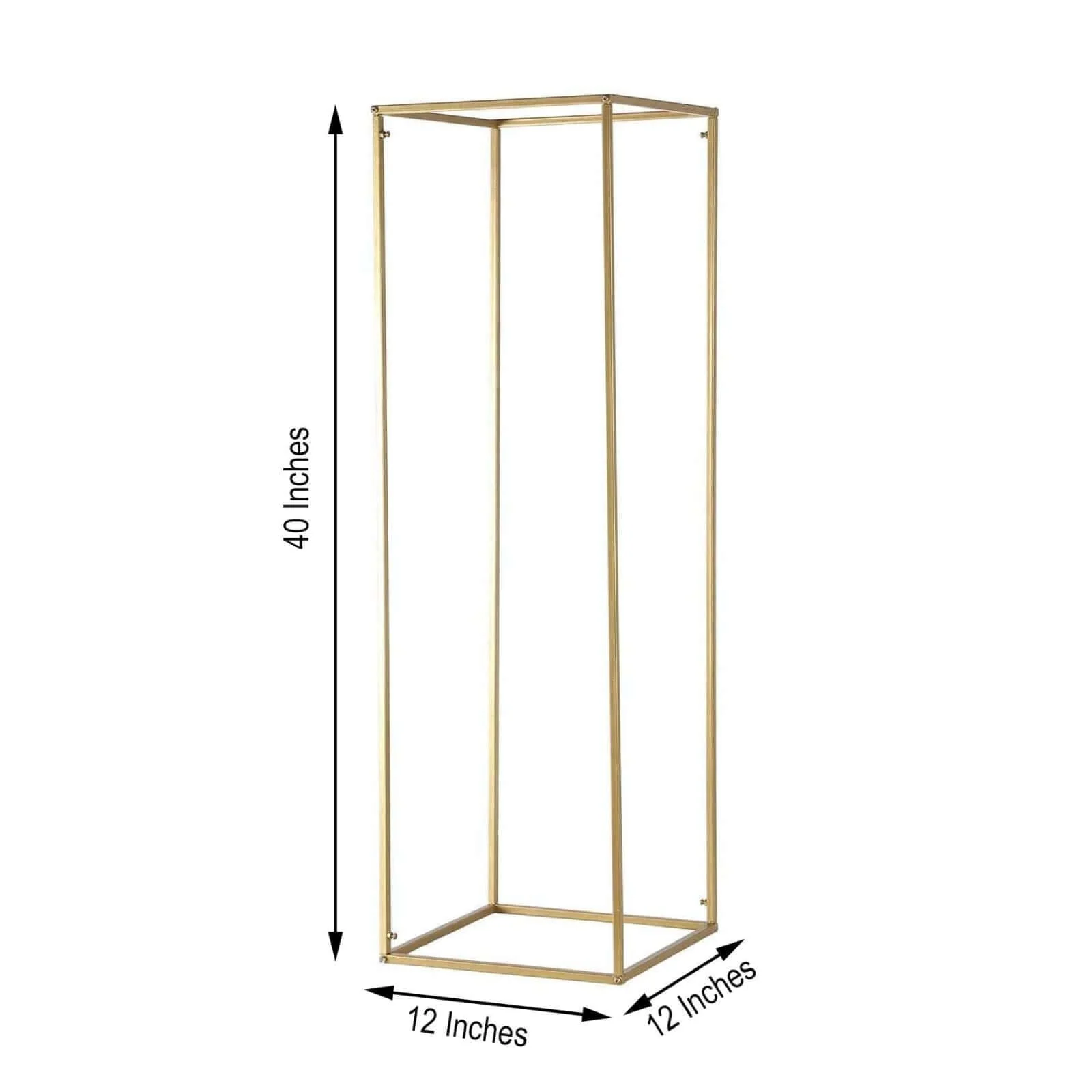 2-Pack Rectangular Gold Metal Wedding Flower Stand 40" Geometric Column Frame - Statement Floral Display for Grand Events - Image 3