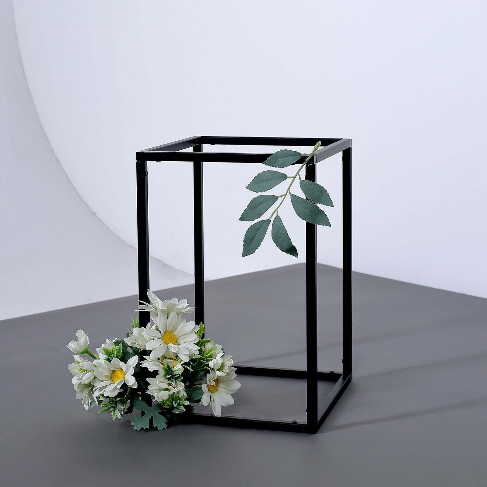 2-Pack Rectangular Matte Black Metal Wedding Flower Stand 12" Geometric Column Frame - Stylish Floral Display for Tablescapes - Image 14