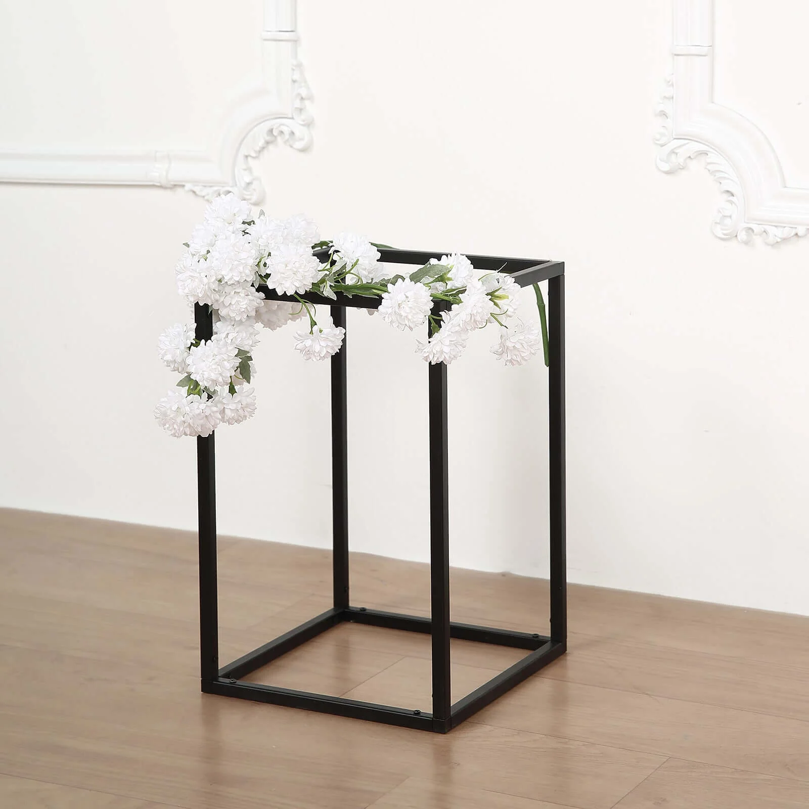 2-Pack Rectangular Matte Black Metal Wedding Flower Stand 12" Geometric Column Frame - Stylish Floral Display for Tablescapes - Image 6