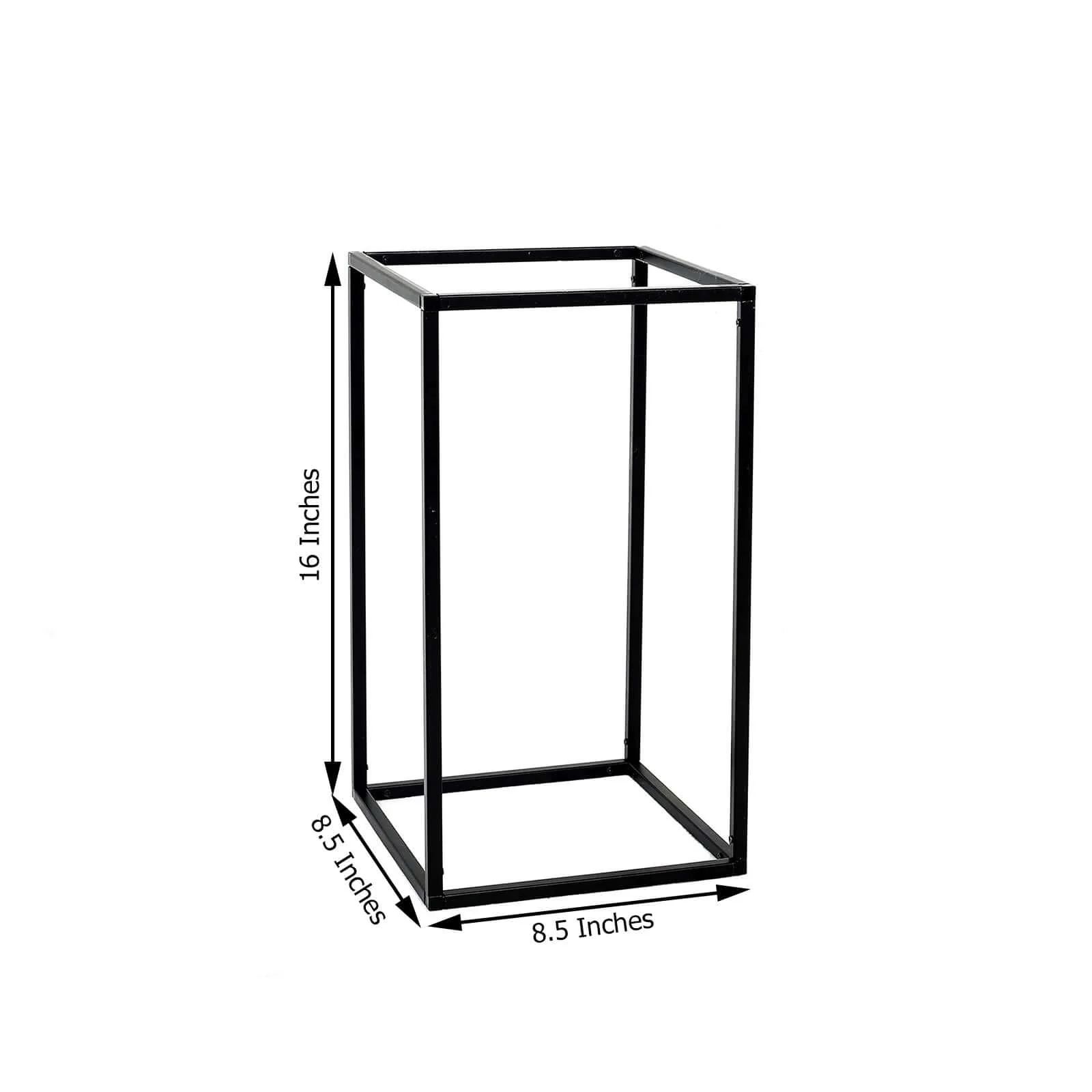 2-Pack Rectangular Matte Black Metal Wedding Flower Stand 16" Geometric Column Frame - Versatile Pedestal for Wedding Arrangements - Image 3