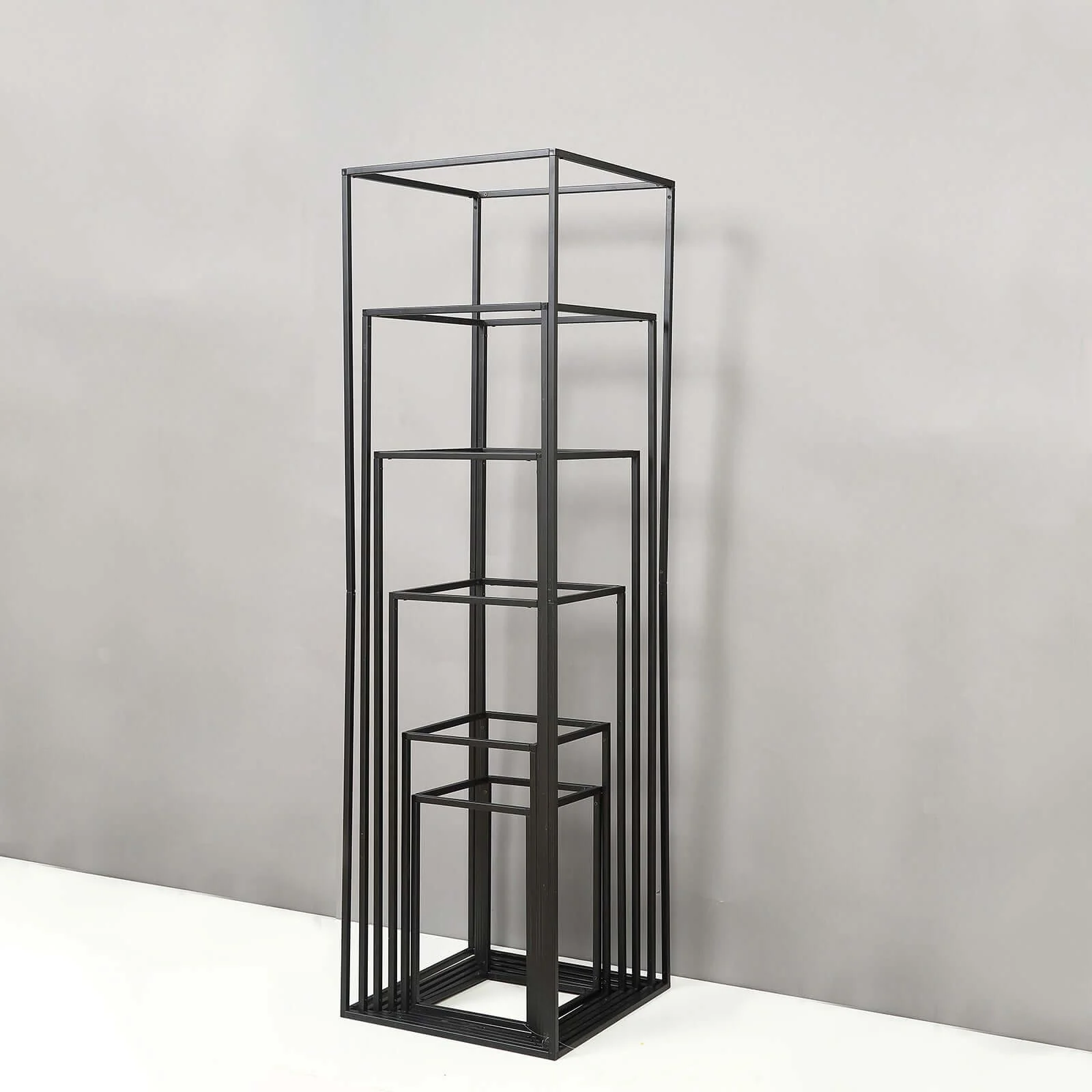 2-Pack Rectangular Matte Black Metal Wedding Flower Stand 16" Geometric Column Frame - Versatile Pedestal for Wedding Arrangements - Image 6