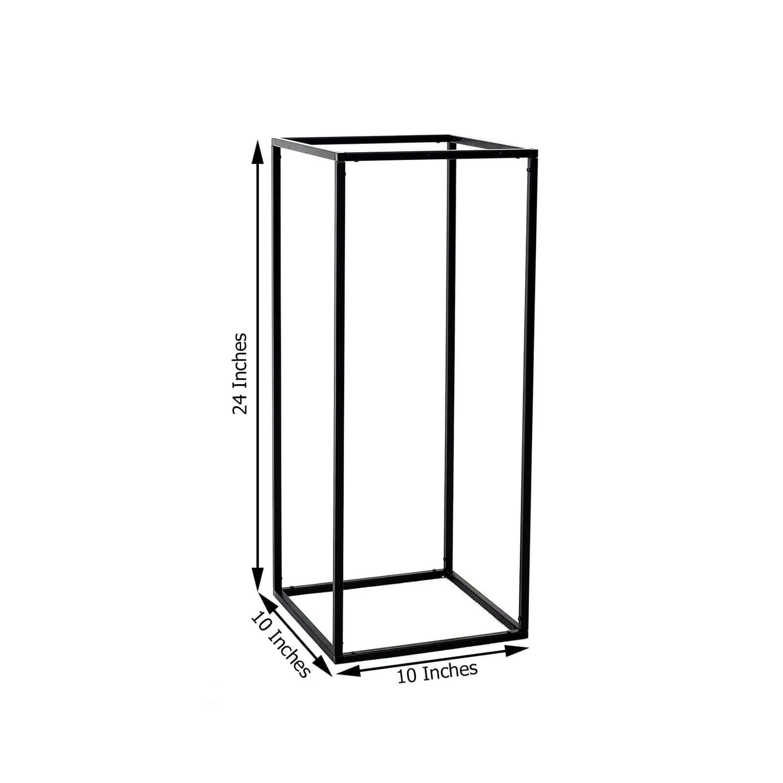 2-Pack Rectangular Matte Black Metal Wedding Flower Stand 24" Geometric Column Frame - Modern Floral Display for Event Decor - Image 3