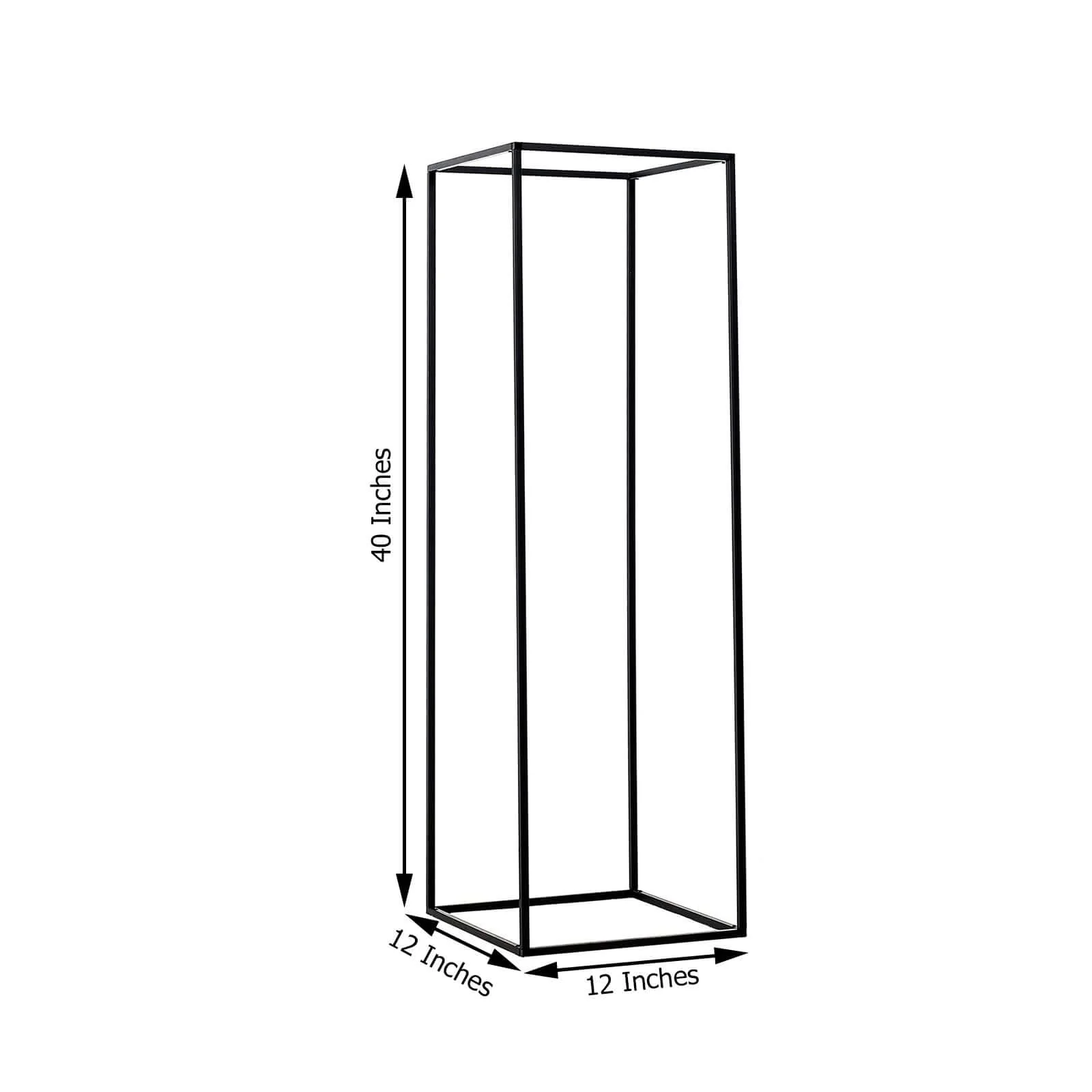 2-Pack Rectangular Matte Black Metal Wedding Flower Stand 40" Geometric Column Frame - Statement Floral Display for Grand Events - Image 3