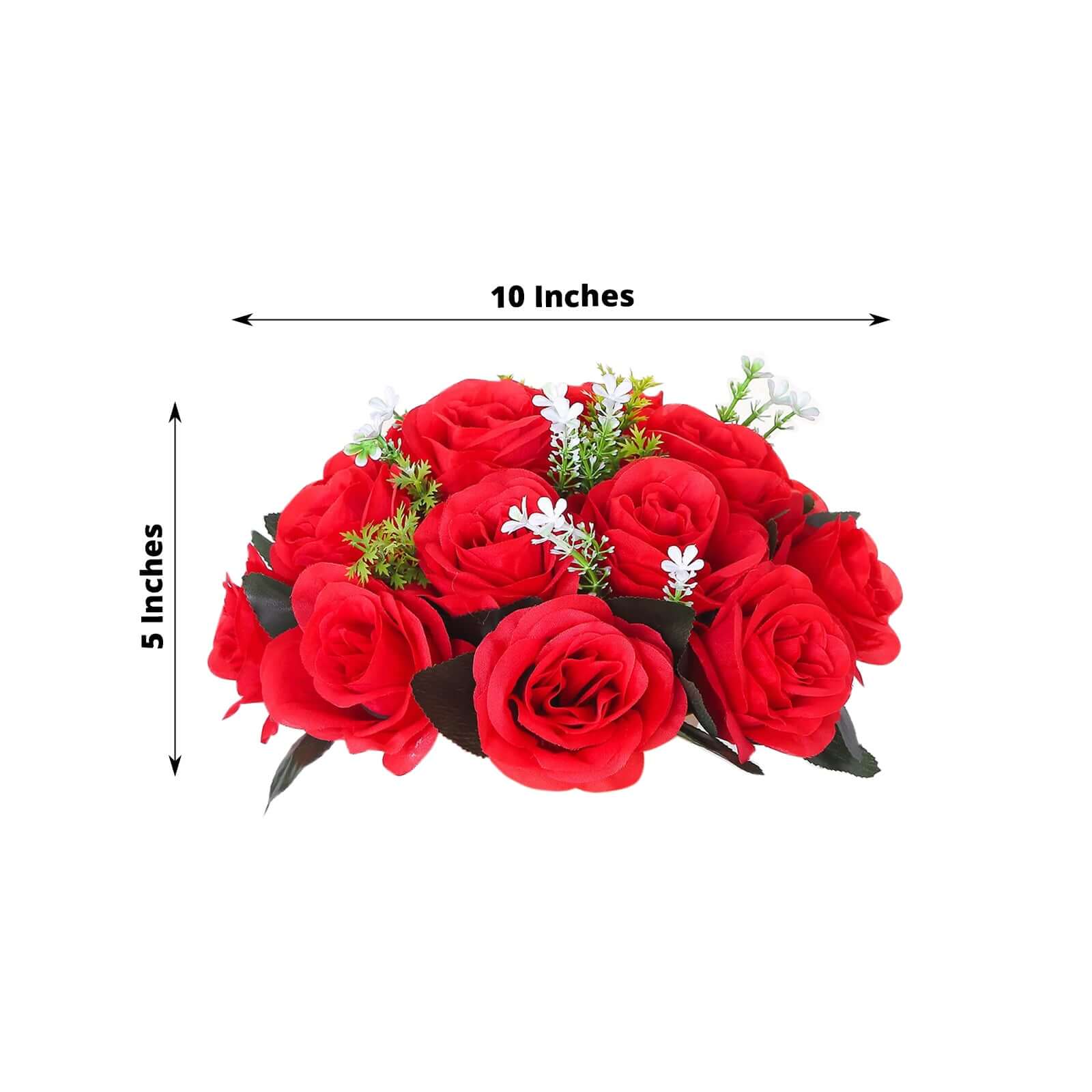 2 Pack Red Artificial Flower Ball Bouquets For Centerpieces, 15-Head Silk Rose Kissing Balls 10" - Image 3