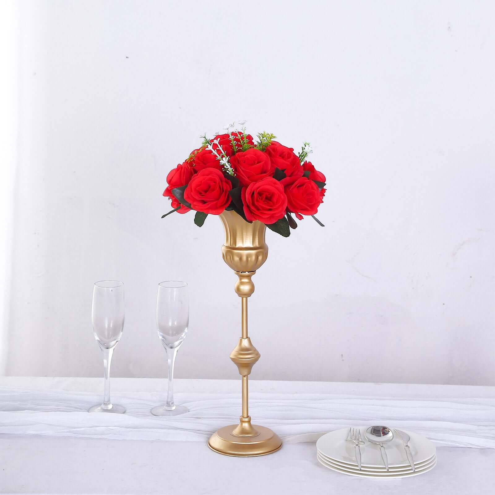 2 Pack Red Artificial Flower Ball Bouquets For Centerpieces, 15-Head Silk Rose Kissing Balls 10" - Image 8
