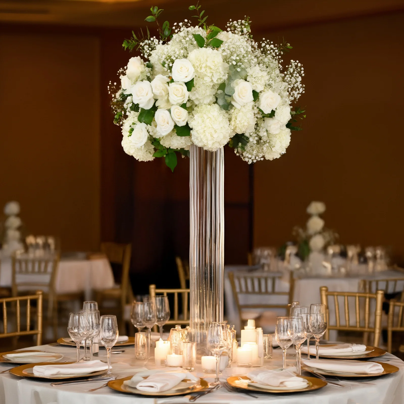 2 Pack Ribbed Cylinder Floor Vases – 40" Tall Oversized Clear Glass Vases for Grand Venue Displays & Lobbies - Image 4