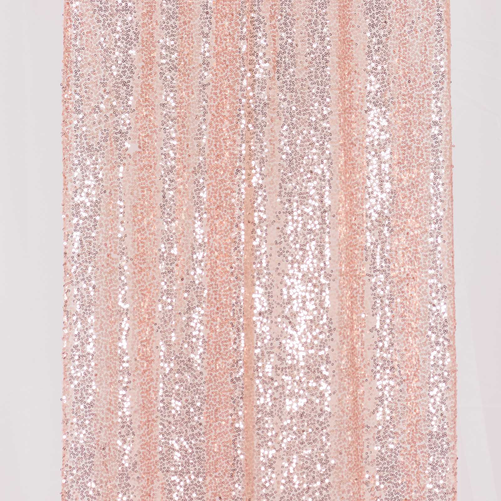 2 Pack Rose Gold Sequin Backdrop Drape Curtains with Rod Pockets, Seamless Glitter Mesh Photo Booth Event Divider Panels - 8ftx2ft - Image 3