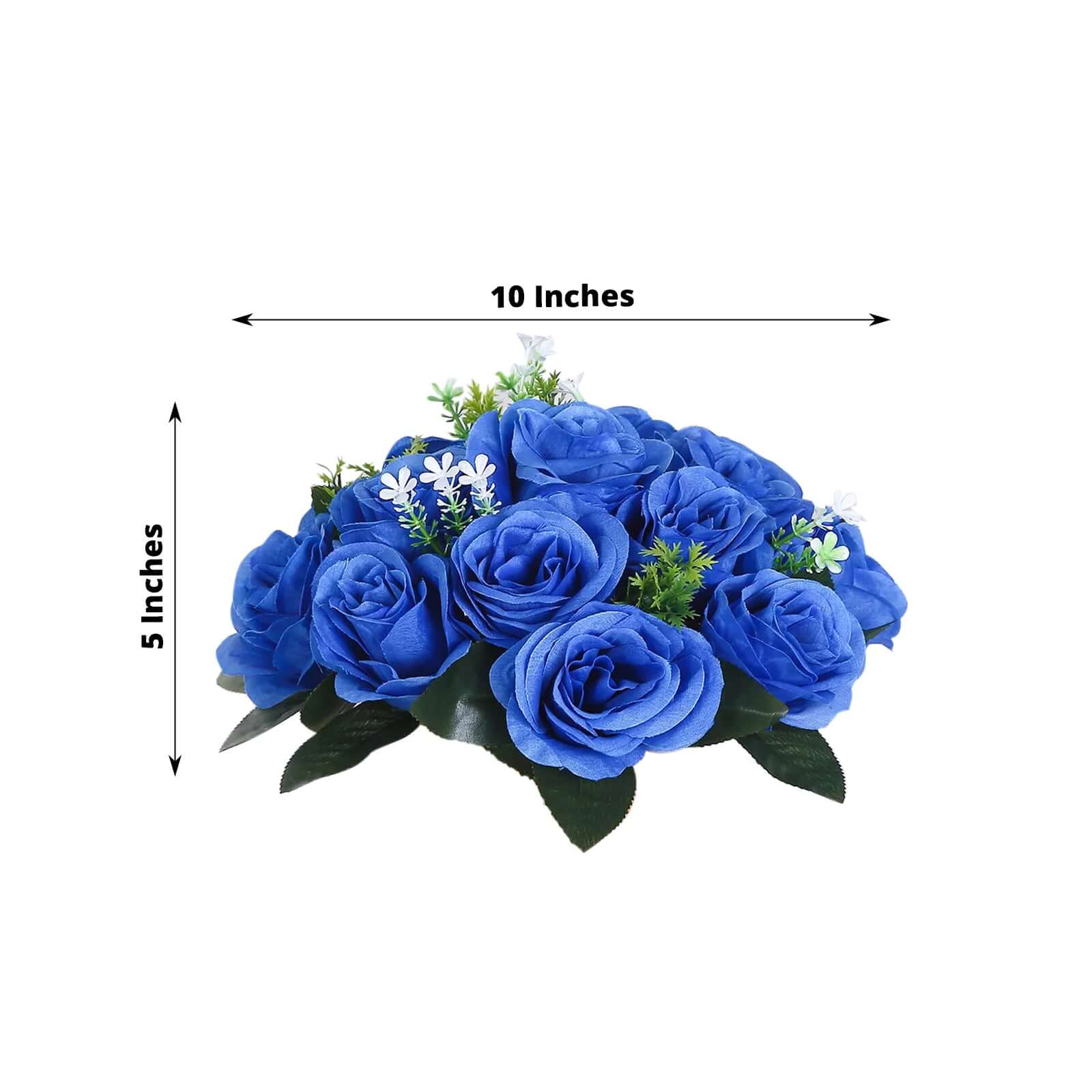 2 Pack Royal Blue Artificial Flower Ball Bouquets For Centerpieces, 15-Head Silk Rose Kissing Balls 10" - Image 3