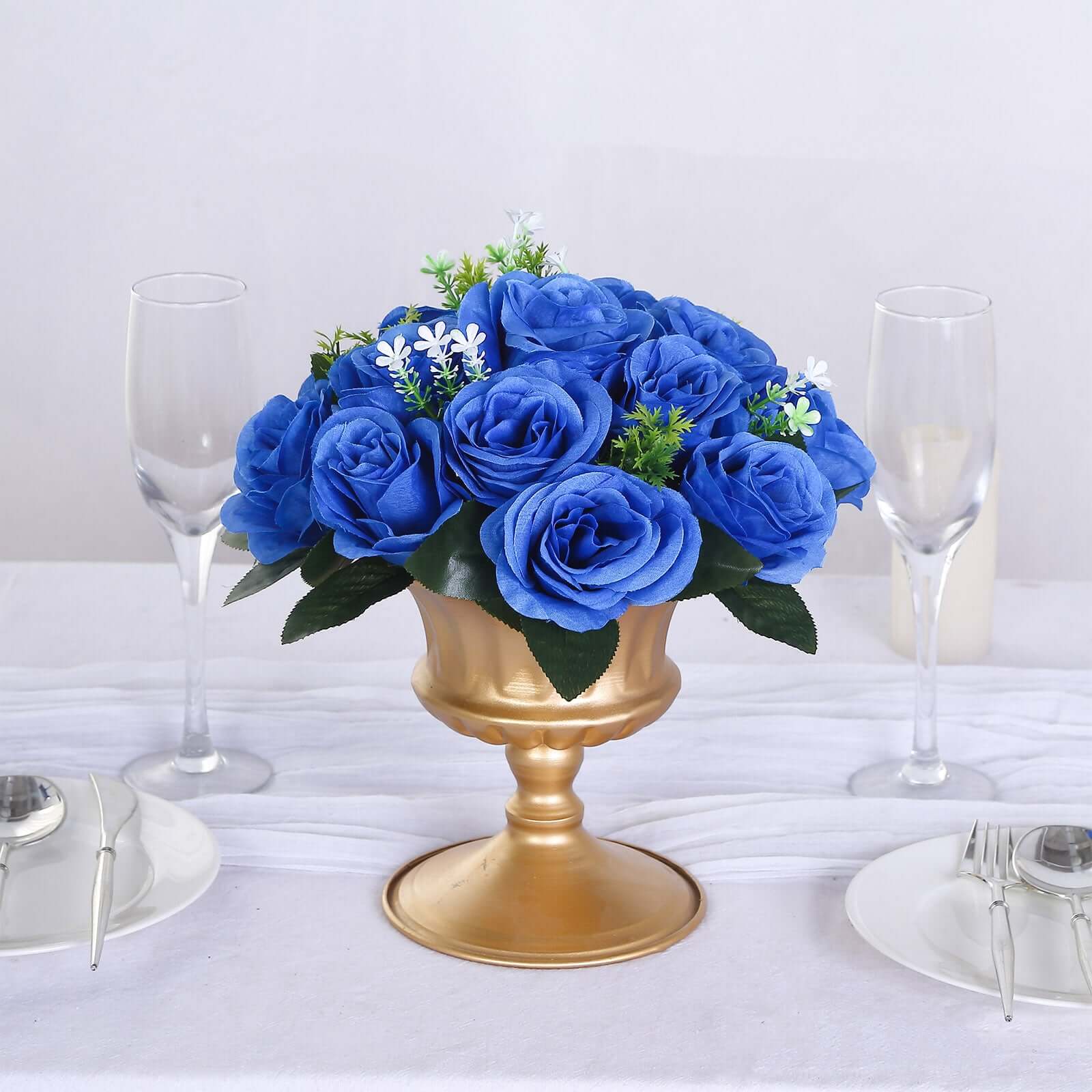 2 Pack Royal Blue Artificial Flower Ball Bouquets For Centerpieces, 15-Head Silk Rose Kissing Balls 10" - Image 6