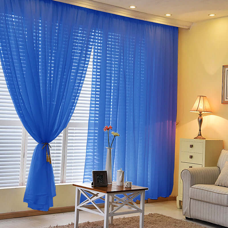 2 Pack 5ftx10ft Royal Blue Chiffon Backdrop Drape Curtains, Durable Flame Resistant Sheer Organza Event Divider Panels With Rod Pockets - Image 2
