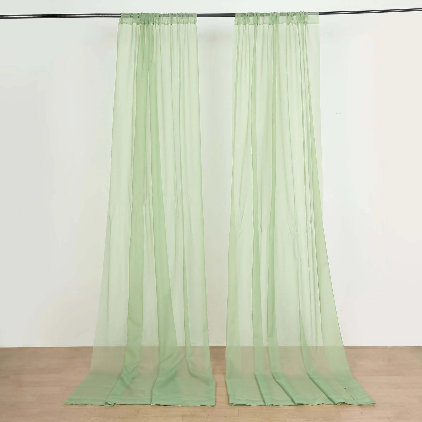2 Pack 5ftx10ft Sage Green Chiffon Backdrop Drape Curtains, Durable Flame Resistant Sheer Organza Event Divider Panels With Rod Pockets - Image 2