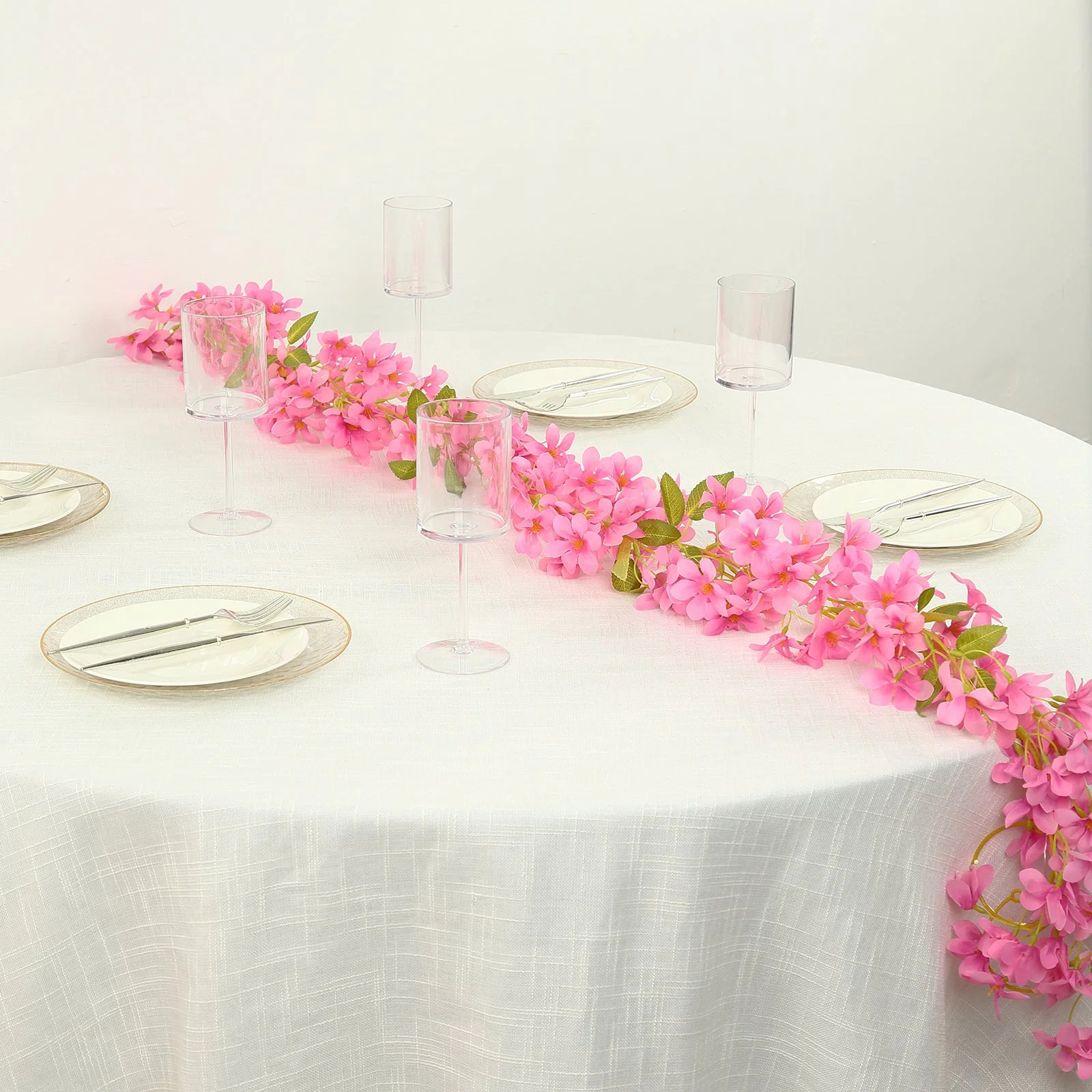 2-Pack Silk Flower Garland Vine Lights 6ft Jasmine Design Pink Warm White - Battery Operated Decorative Fairy Lights - Image 4