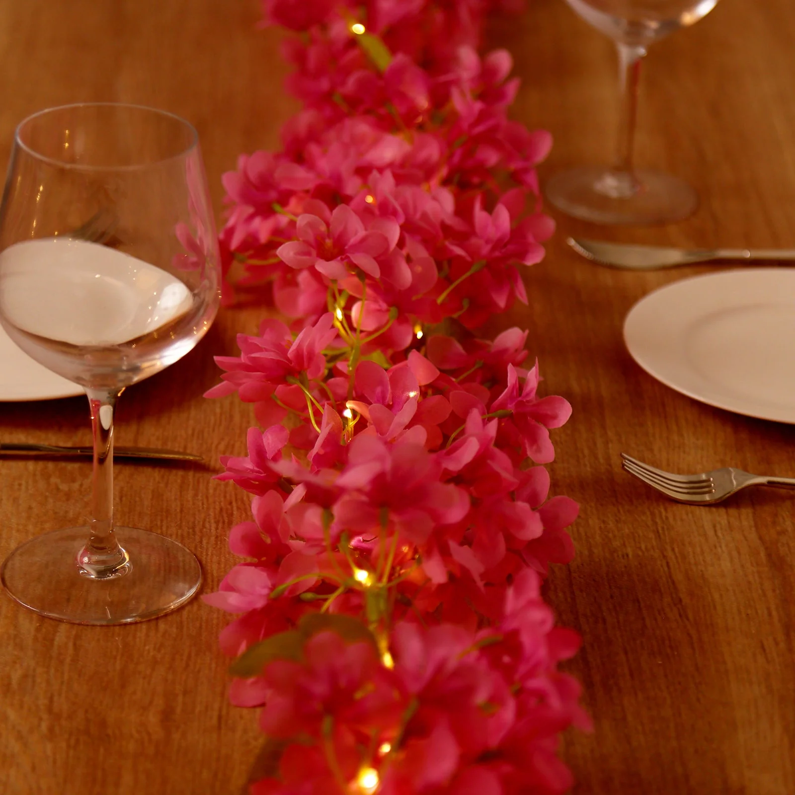 2-Pack Silk Flower Garland Vine Lights 6ft Jasmine Design Pink Warm White - Battery Operated Decorative Fairy Lights - Image 7