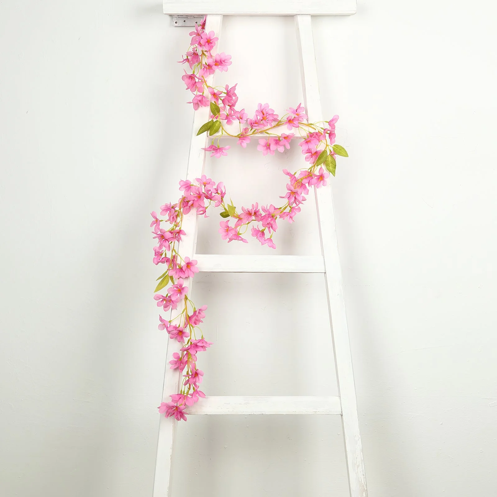 2-Pack Silk Flower Garland Vine Lights 6ft Jasmine Design Pink Warm White - Battery Operated Decorative Fairy Lights - Image 8