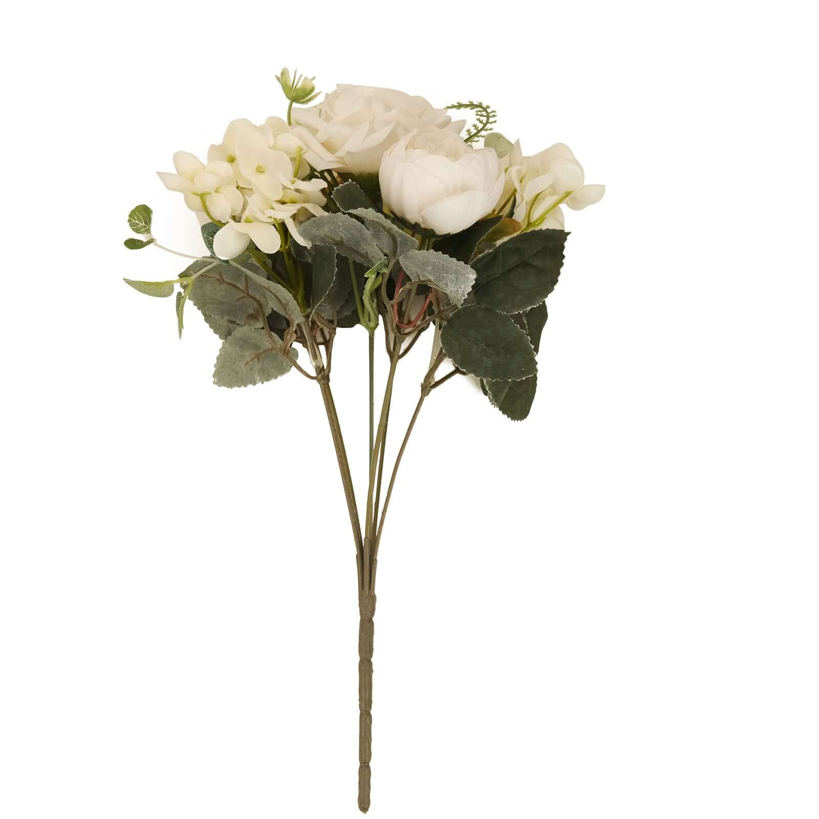 2 Pack Silk Rose Bouquets Mixed Peony & Hydrangea - 12" Ivory Artificial Floral Arrangements - Image 6