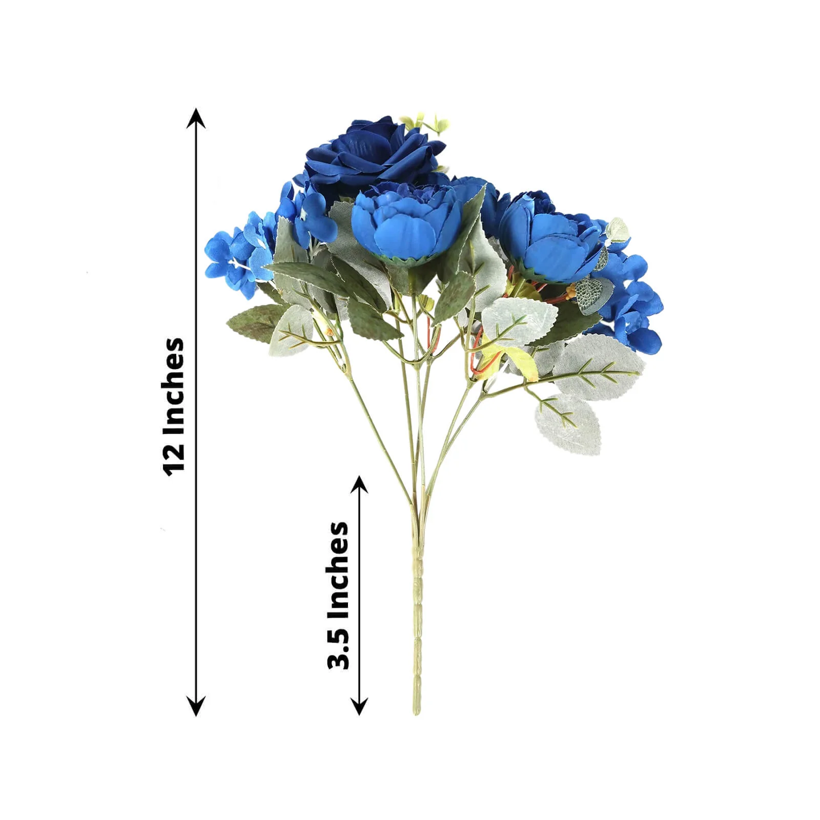 2 Pack Silk Rose Bouquets Mixed Peony & Hydrangea - 12" Navy Blue Artificial Floral Arrangements - Image 3