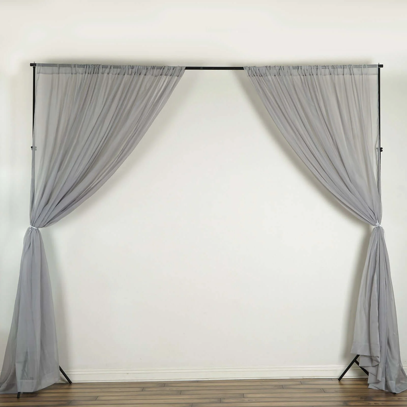 2 Pack 5ftx10ft Silver Chiffon Backdrop Drape Curtains, Durable Flame Resistant Sheer Organza Event Divider Panels With Rod Pockets - Image 7