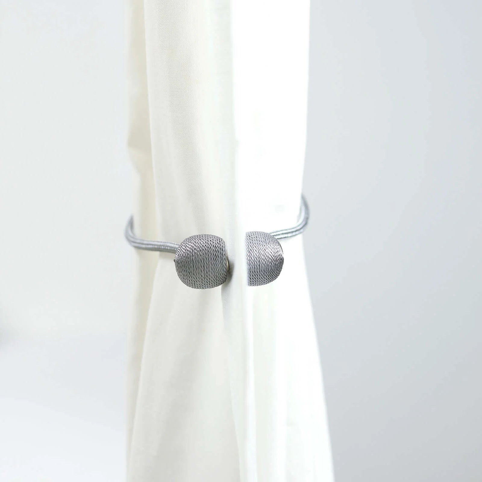 2 Pack Silver Magnetic Curtain Tie Backs For Window Drapes and Backdrop Panels - Image 6