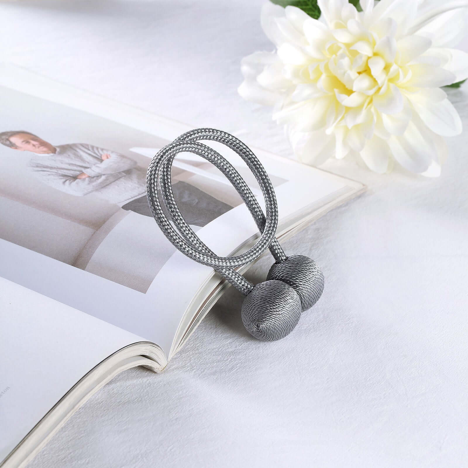 2 Pack Silver Magnetic Curtain Tie Backs For Window Drapes and Backdrop Panels - Image 8