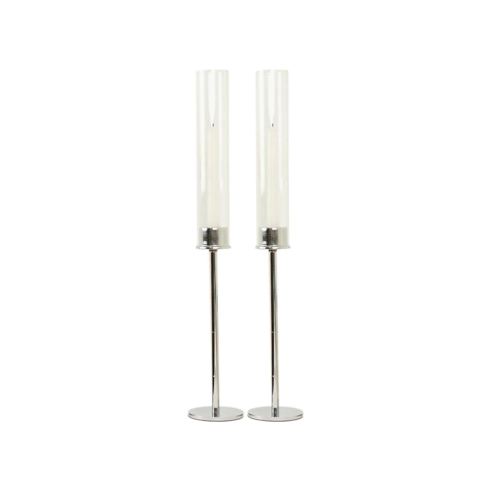 2-Pack Silver Metal Taper Candlestick Holders 20" - Clear Glass Hurricane Candle Stands With Chimney Candle Shades - Image 7