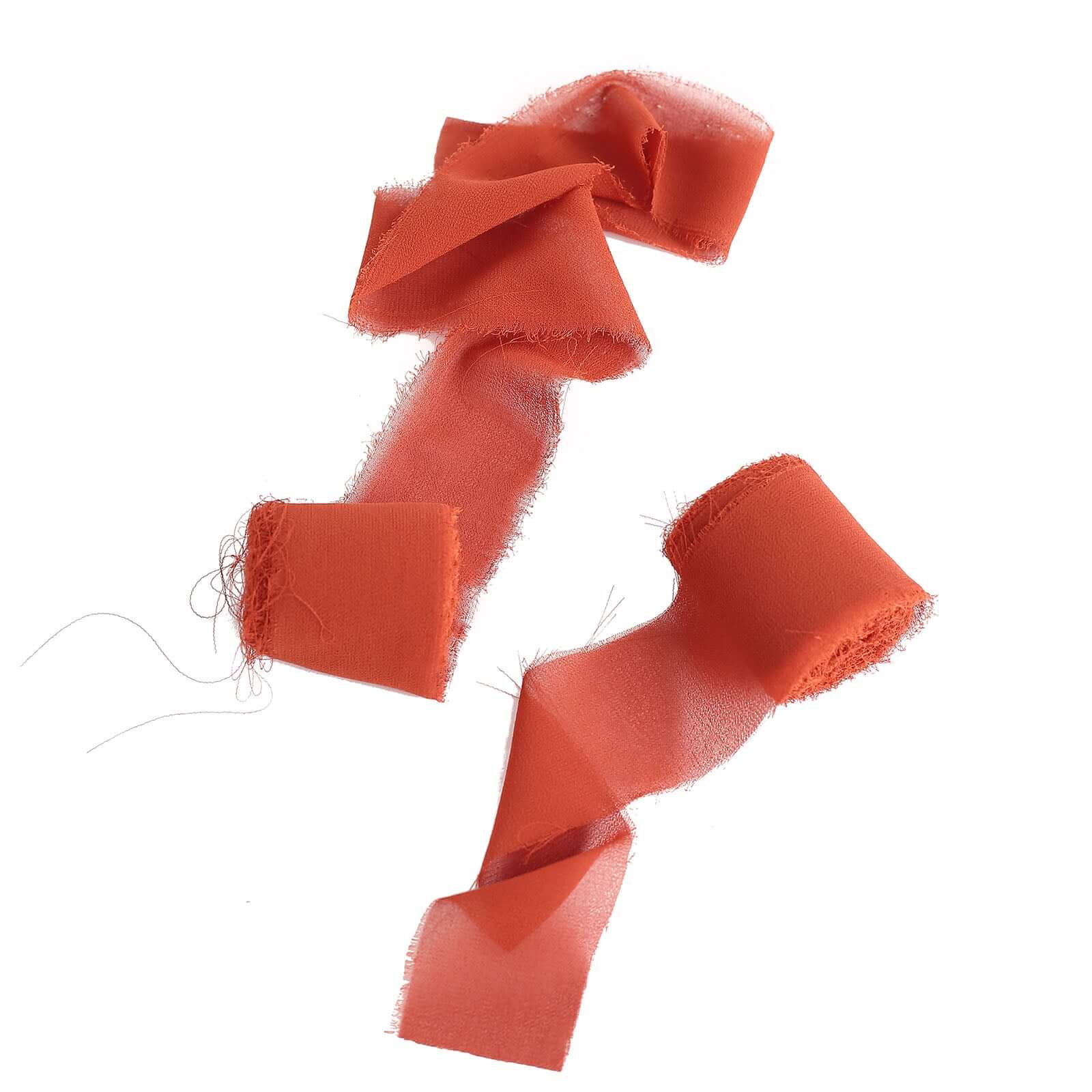 2 Pack Terracotta (Rust) Silk-Like Chiffon Ribbon Roll, DIY Wedding Bouquet Linen Wrap 6yds - Image 12