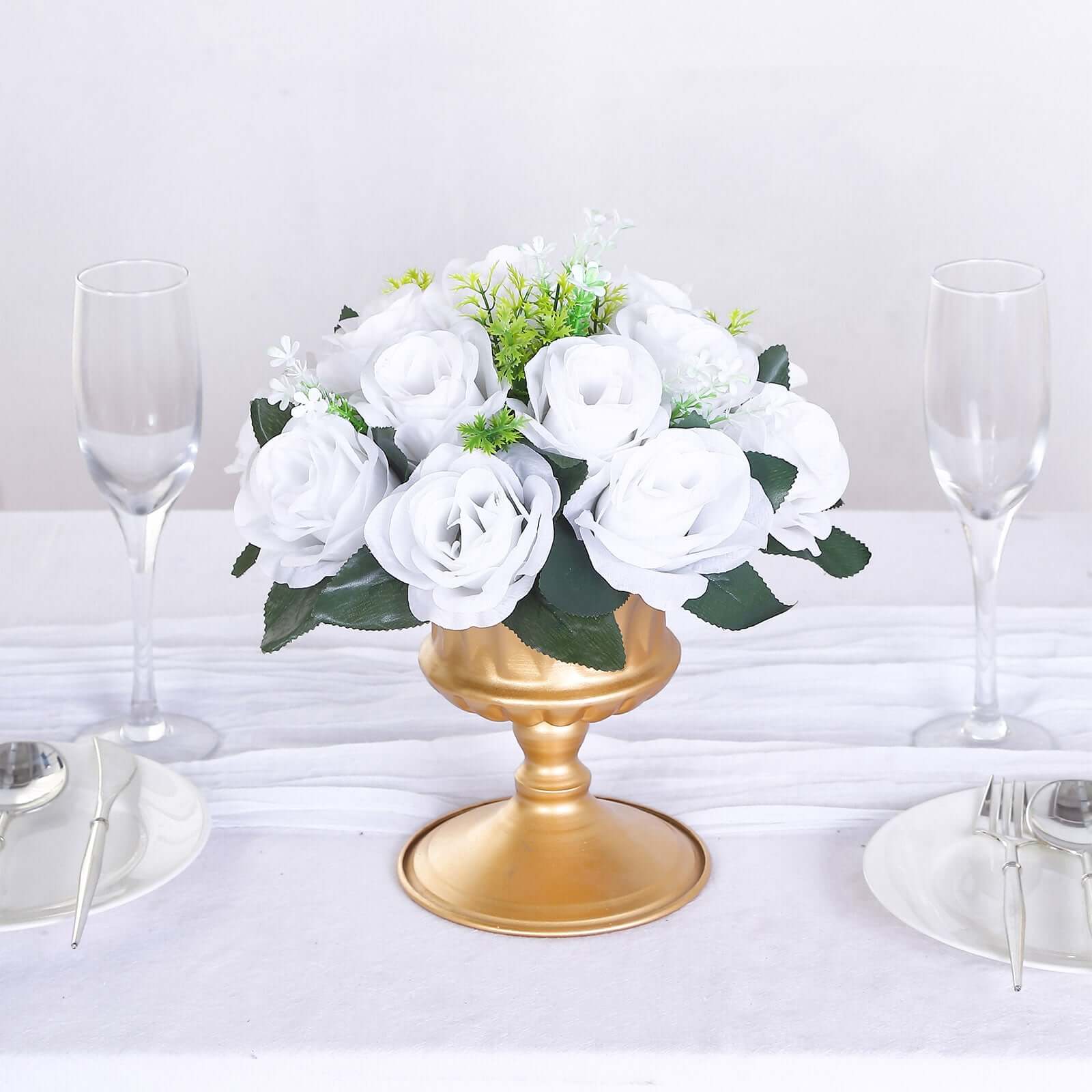 2 Pack White Artificial Flower Ball Bouquets For Centerpieces 15-Head Silk Rose Kissing Balls 10" - Image 6