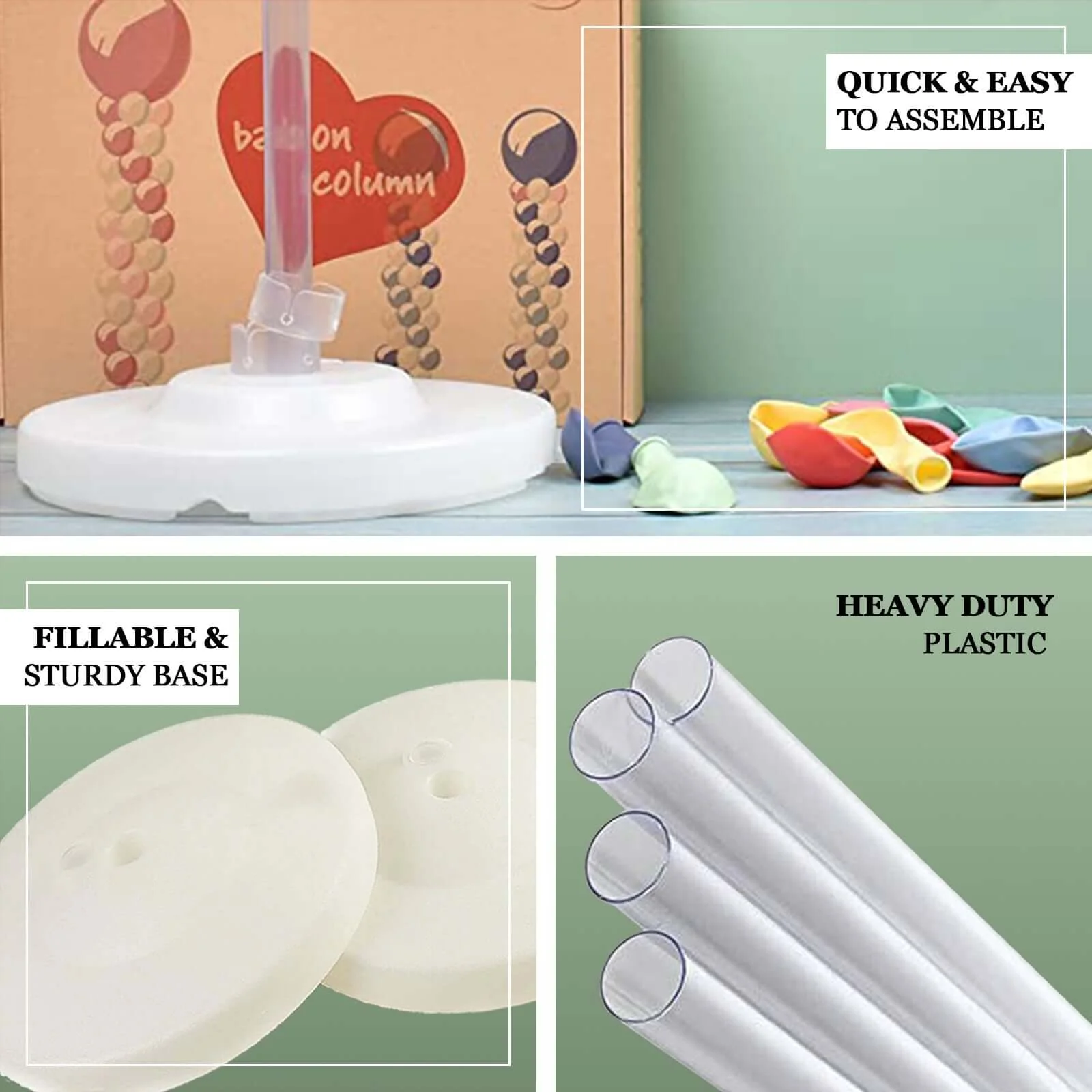 2 Pack White Balloon Column Stand Kit, Balloon Towers - 5ft - Image 4