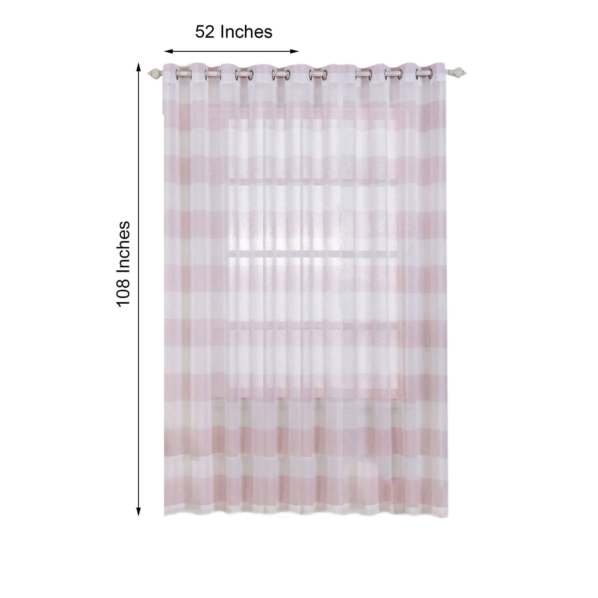 2 Pack White Blush Cabana Print Faux Linen Curtain Panels With Chrome Grommet 52"x108" - Image 3
