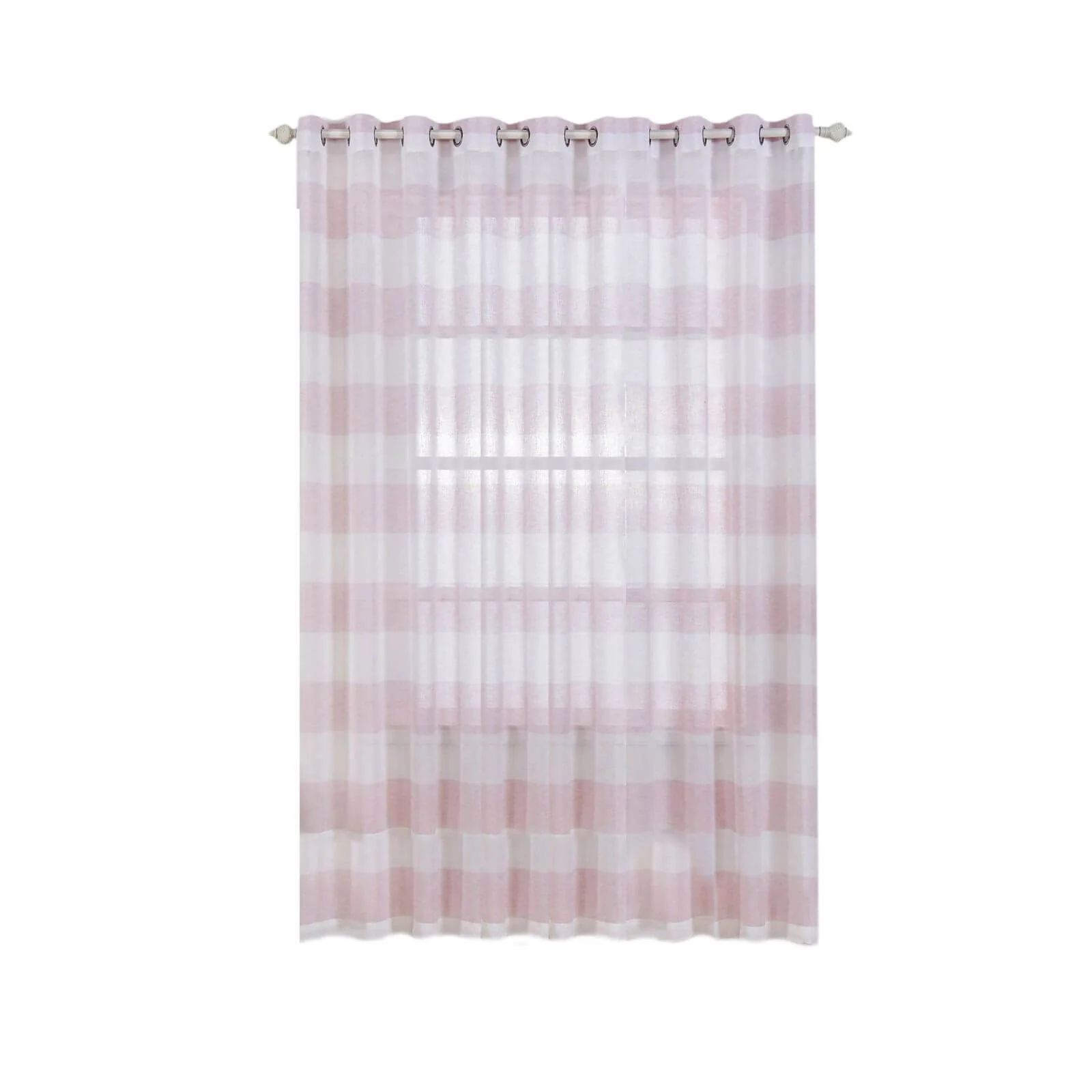 2 Pack White Blush Cabana Print Faux Linen Curtain Panels With Chrome Grommet 52"x108" - Image 7