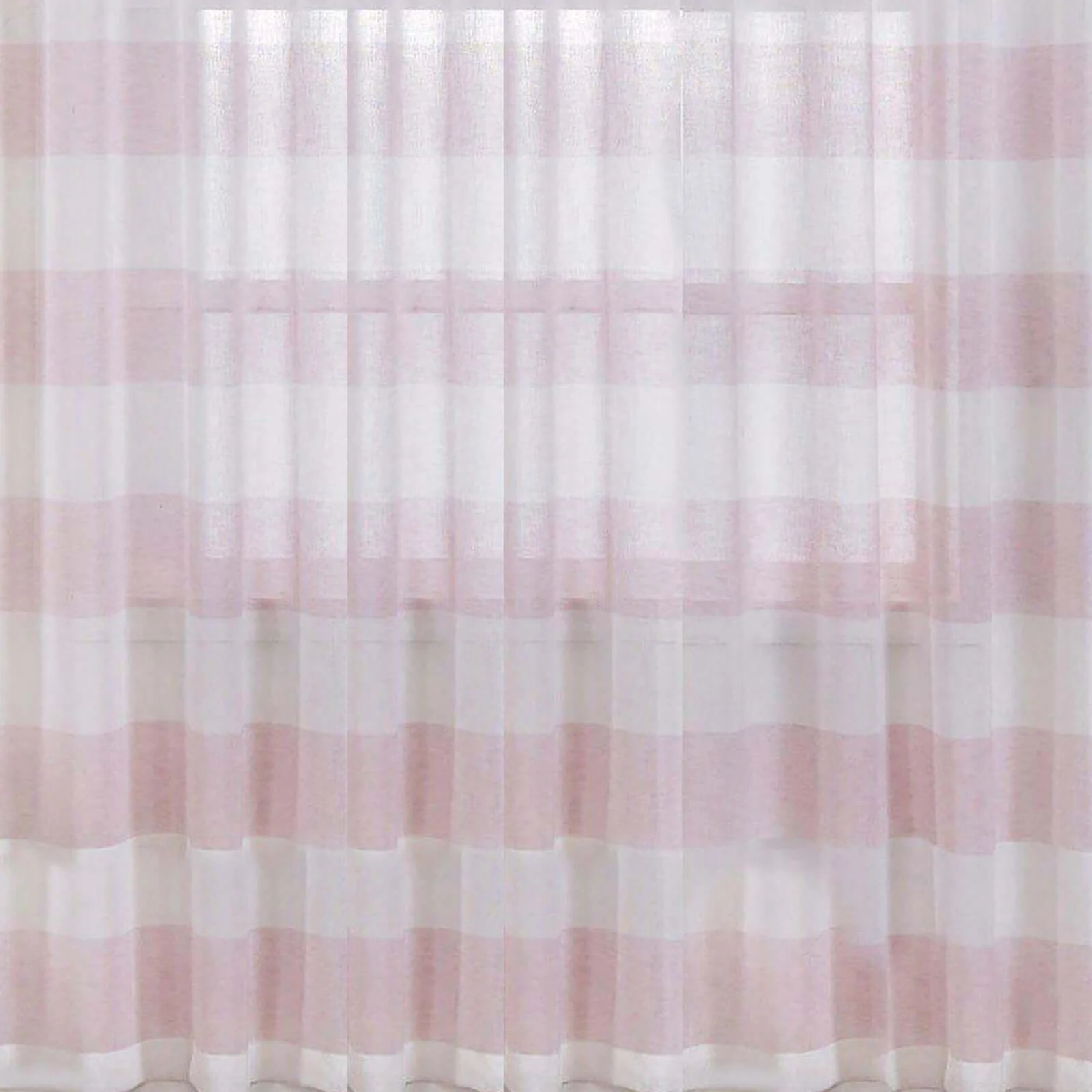 2 Pack White Blush Cabana Print Faux Linen Curtain Panels With Chrome Grommet 52"x108" - Image 9