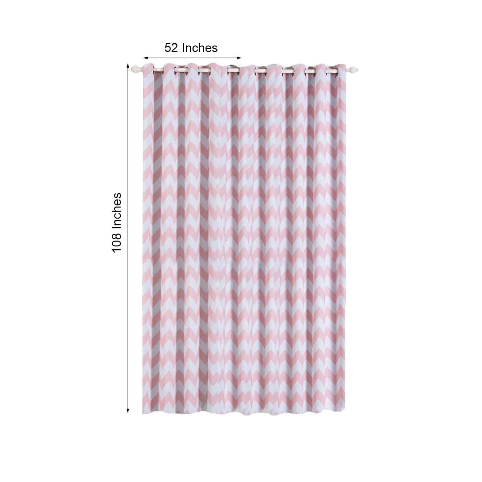 2 Pack White Blush Chevron Design Thermal Blackout Curtains With Chrome Grommet Window Treatment Panels 52"x108" - Image 3