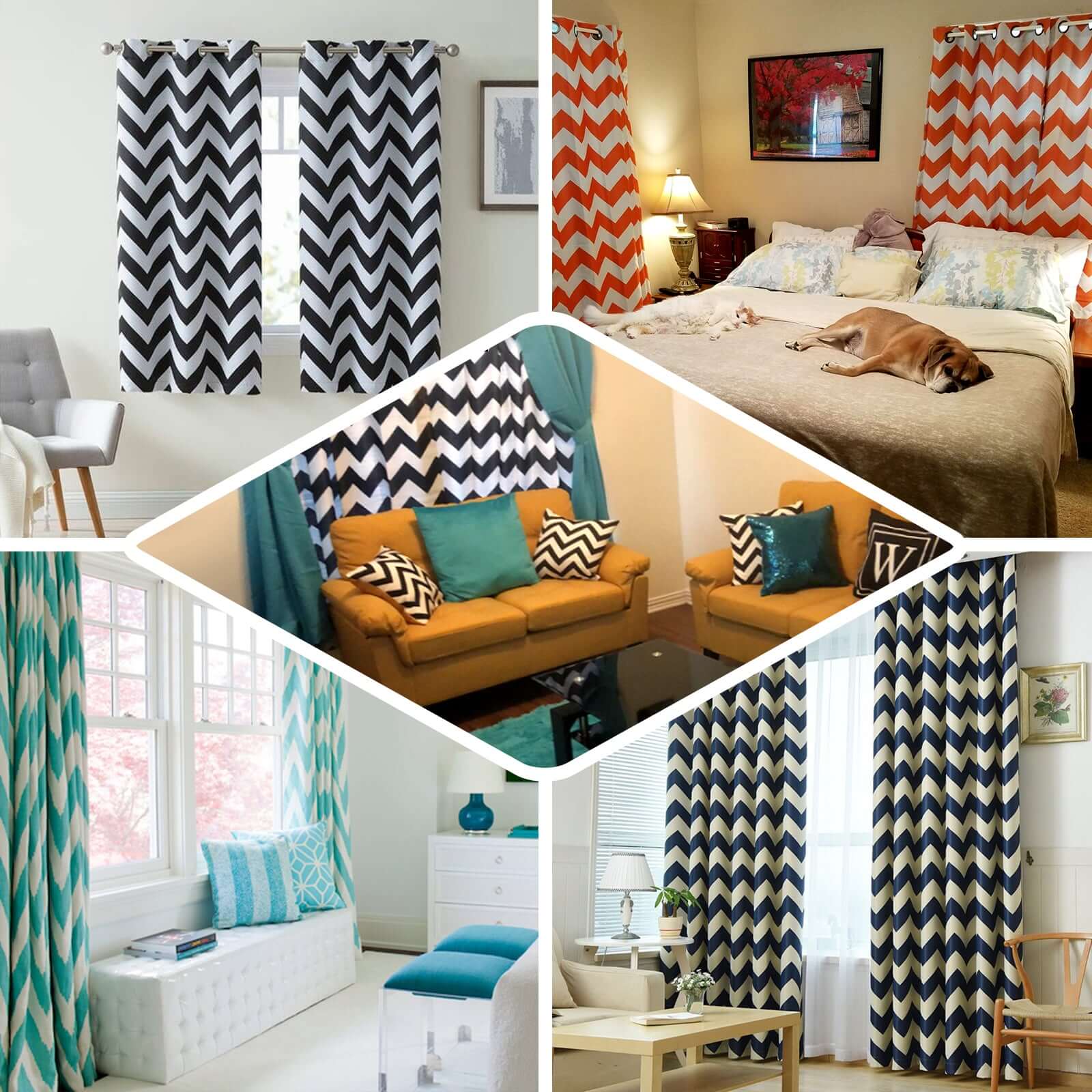 2 Pack White Blush Chevron Print Thermal Blackout Window Curtain Grommet Panels, Noise Canceling Curtains 52"x96" - Image 5