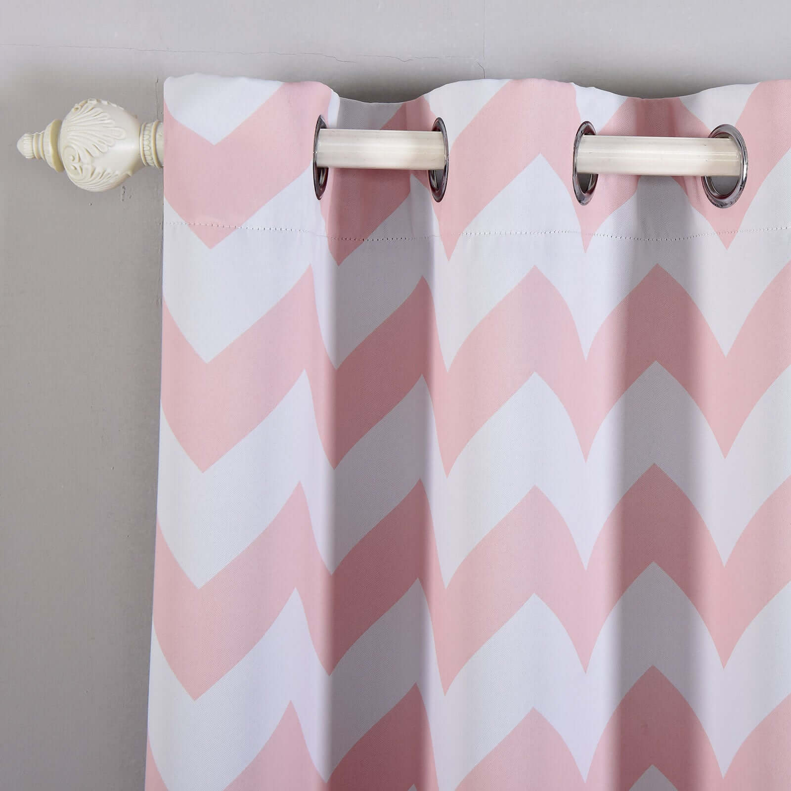 2 Pack White Blush Chevron Print Thermal Blackout Window Curtain Grommet Panels, Noise Canceling Curtains 52"x96" - Image 9