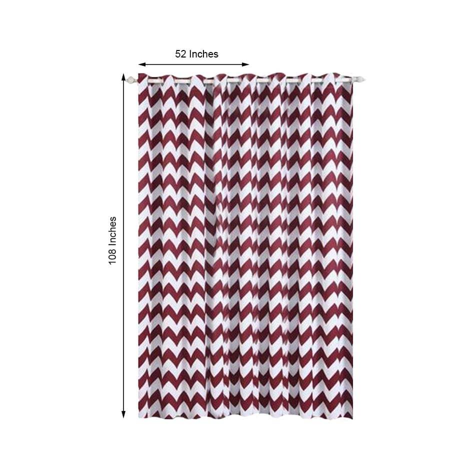 2 Pack White/Burgundy Chevron Print Thermal Blackout Window Curtain Grommet Panels, Noise Cancelling Curtains 52"x108" - Image 3