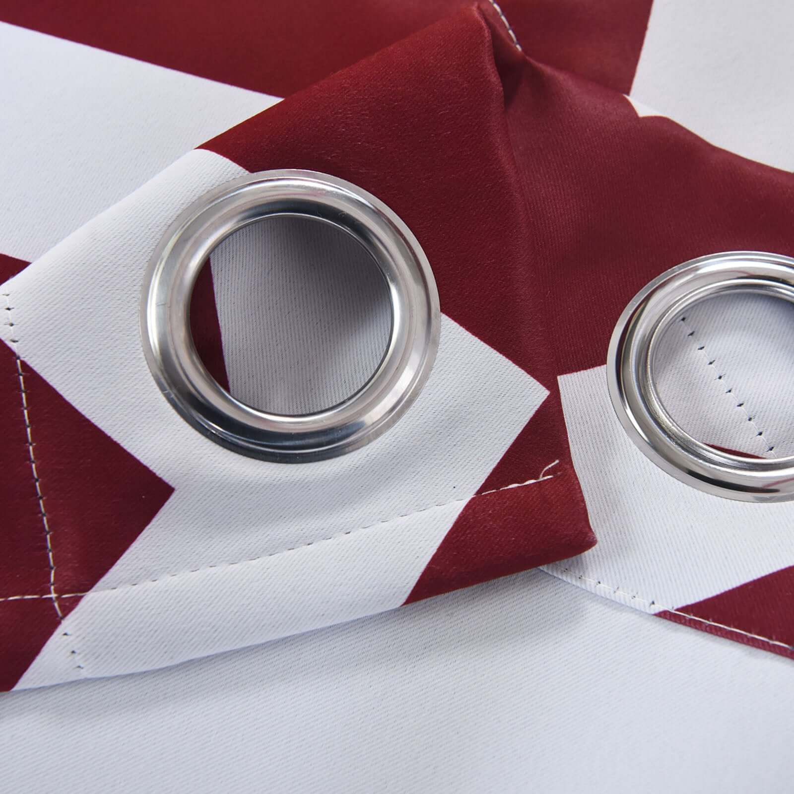 2 Pack White/Burgundy Chevron Print Thermal Blackout Window Curtain Grommet Panels, Noise Cancelling Curtains 52"x108" - Image 6