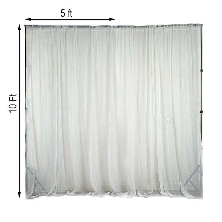 2 Pack 5ftx10ft White Chiffon Backdrop Drape Curtains, Durable Flame Resistant Sheer Organza Event Divider Panels With Rod Pockets - Image 3