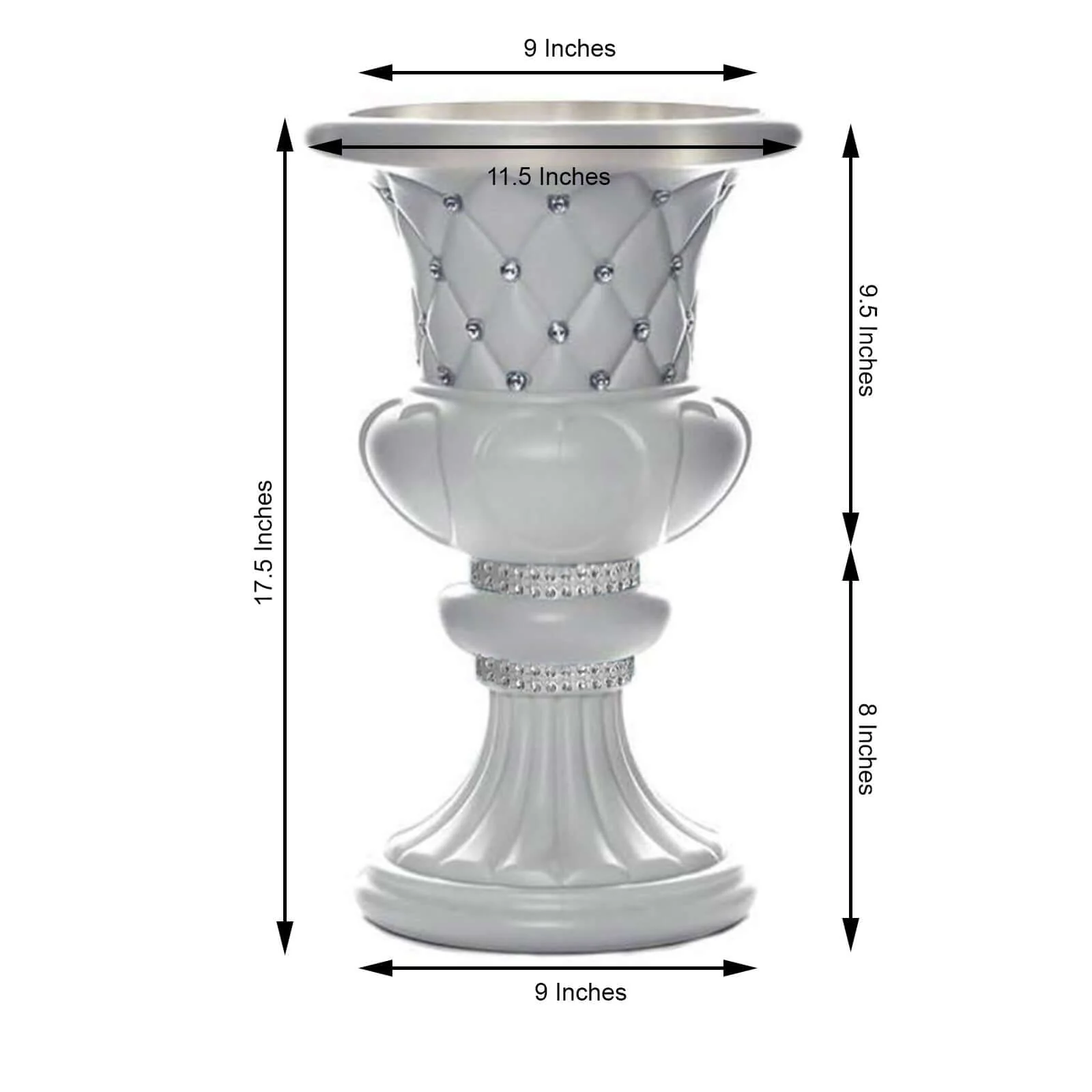2 Pack White Crystal Beaded Italian Inspired Pedestal Stand Flower Plant Pillar With 10mm Crystal Studs PVC 18" Tall - Image 3
