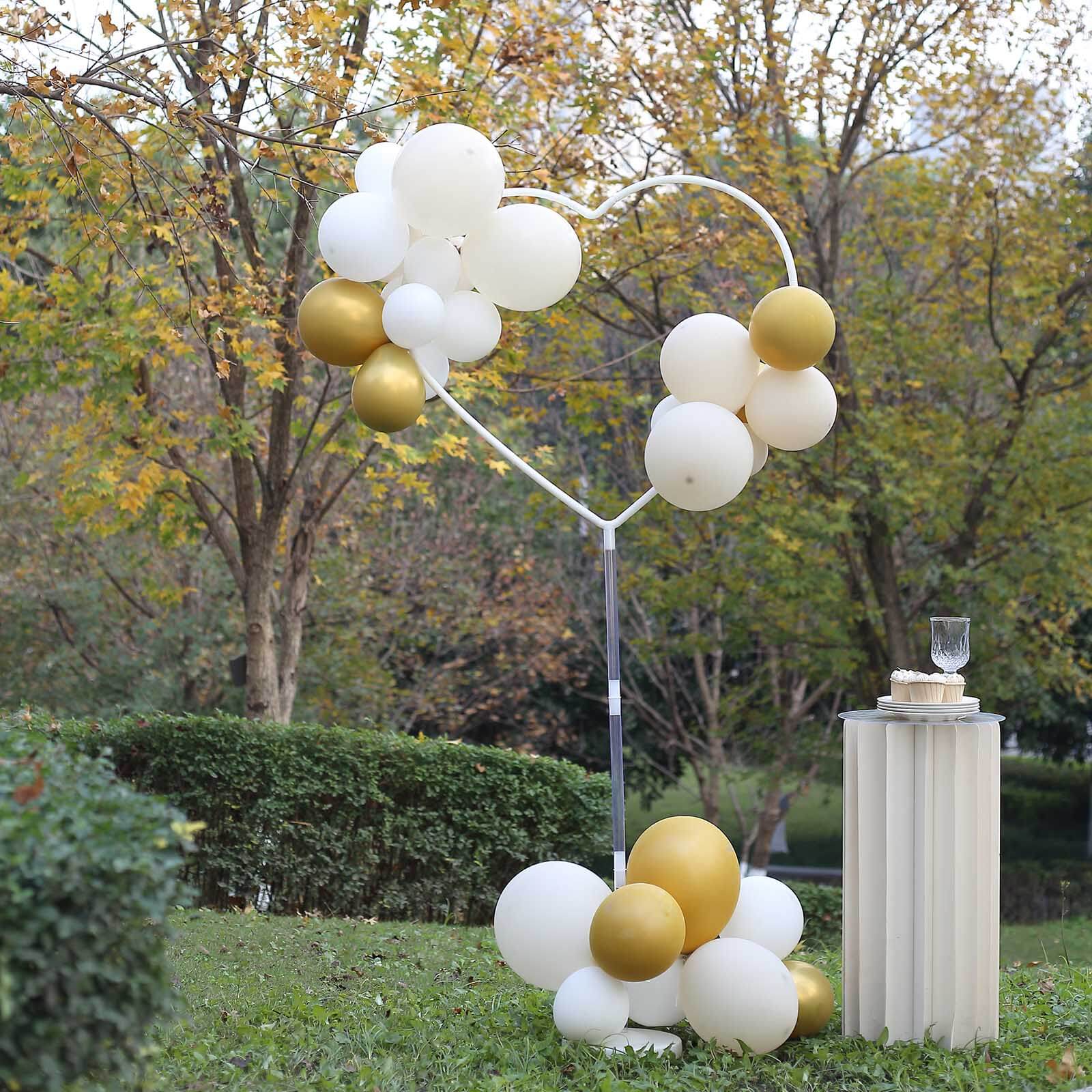 2 Pack White Heart Shaped Plastic Balloon Arch Stand Kit, Balloon Holder Column with Round Water Fillable Base - 5ft - Image 13