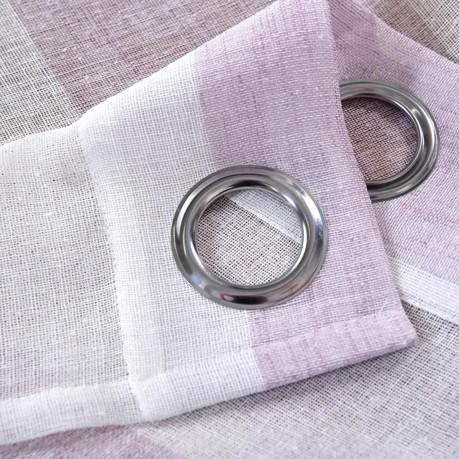 2 Pack White/Lavender Lilac Cabana Print Faux Linen Curtain Panels With Chrome Grommet 52"x108" - Image 9