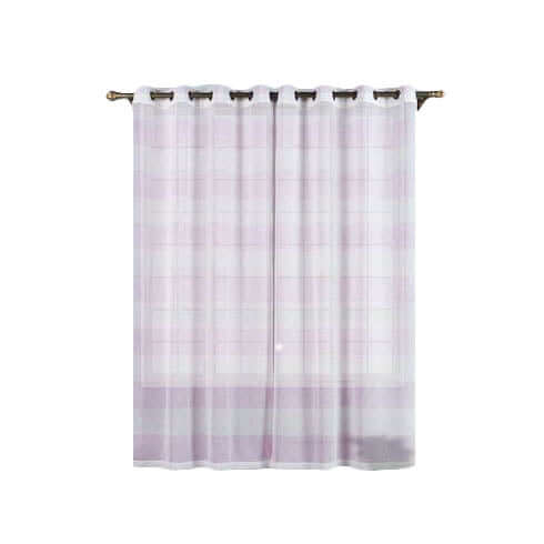 2 Pack White/Lavender Lilac Cabana Print Faux Linen Curtain Panels With Chrome Grommet 52"x84" - Image 7
