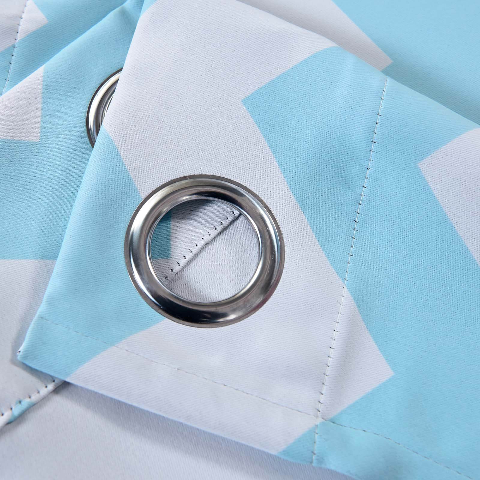 2 Pack White/Light Blue Chevron Print Blackout Window Curtain Grommet Panels, Noise Cancelling Curtains 52"x108" - Image 6